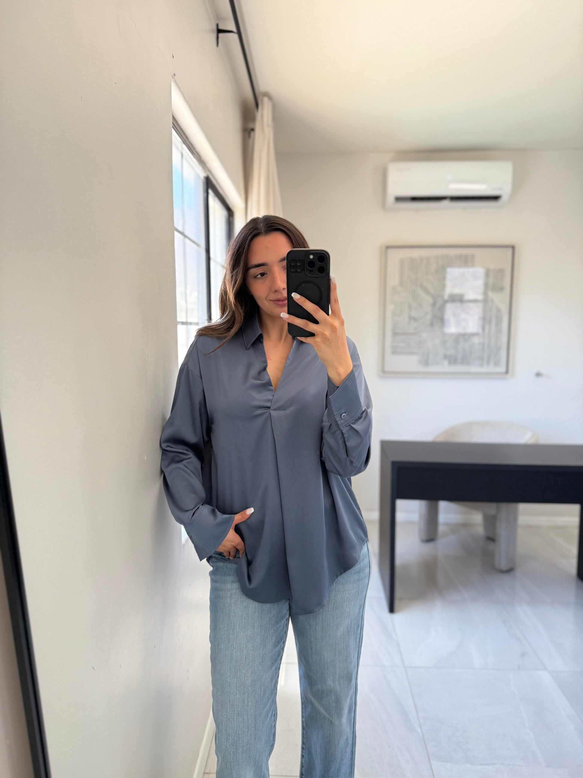 Dusty Navy Blouse