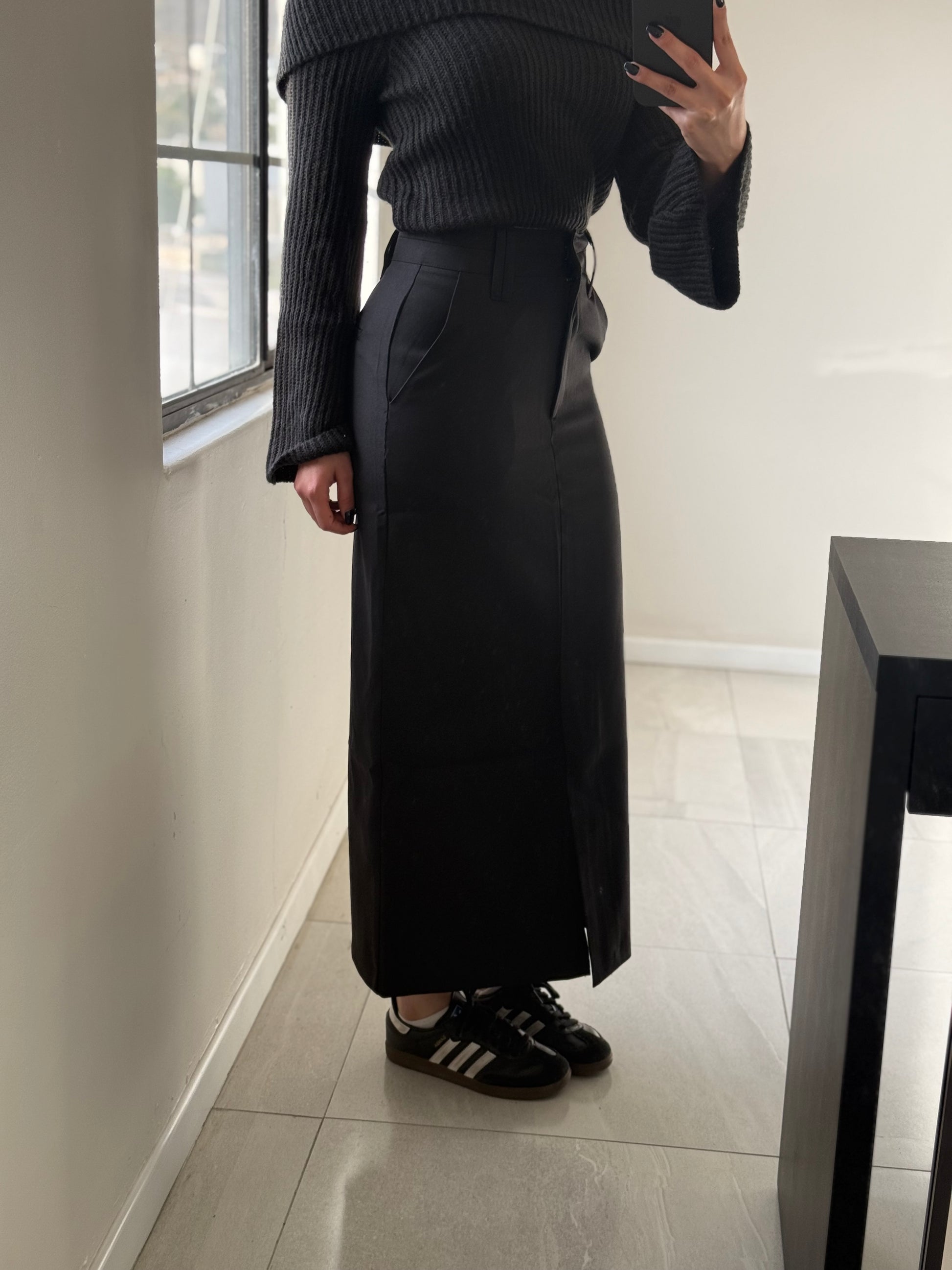 Black Midi Formal Skirt