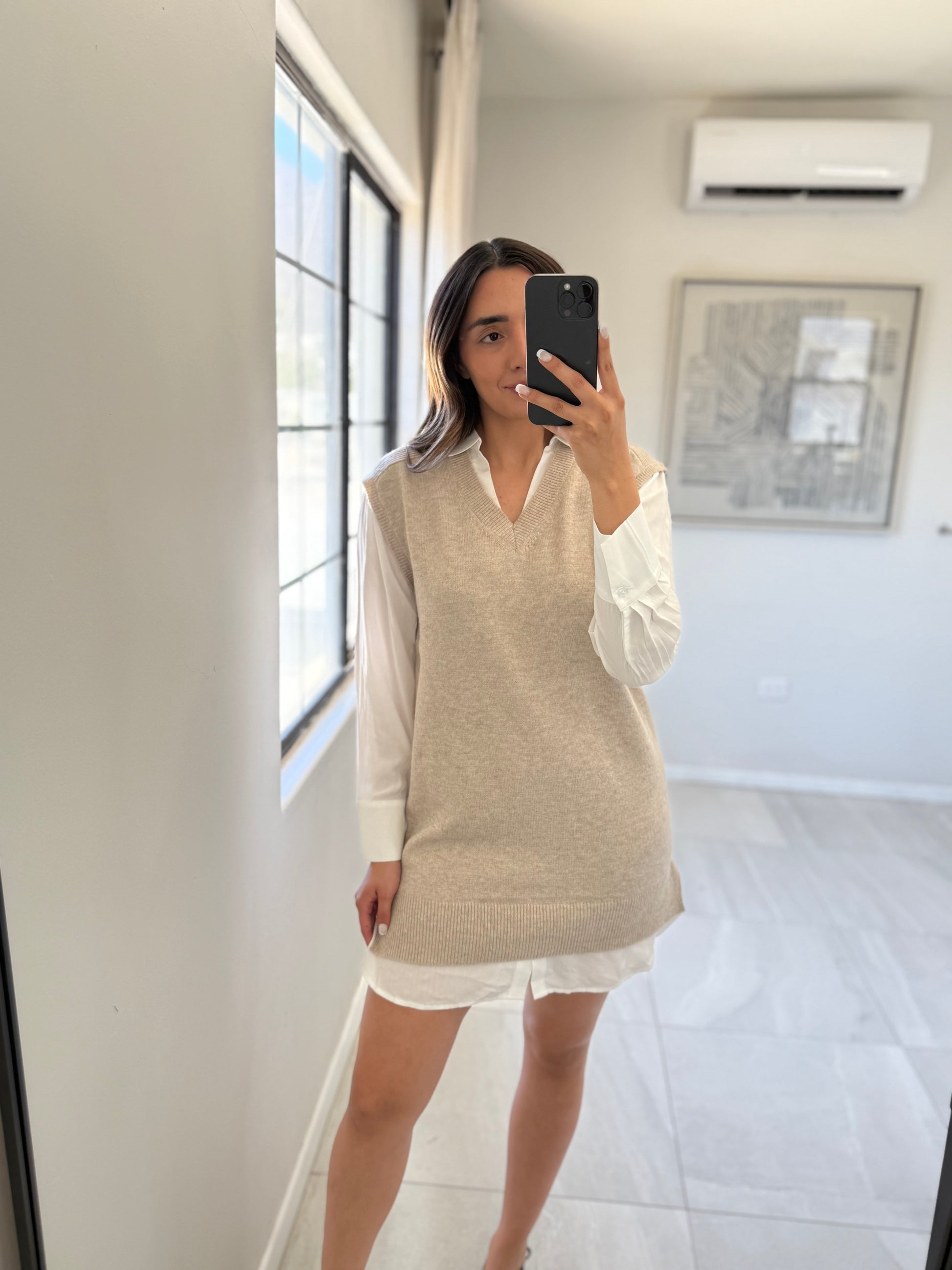 Mixed Media Shirt Dress