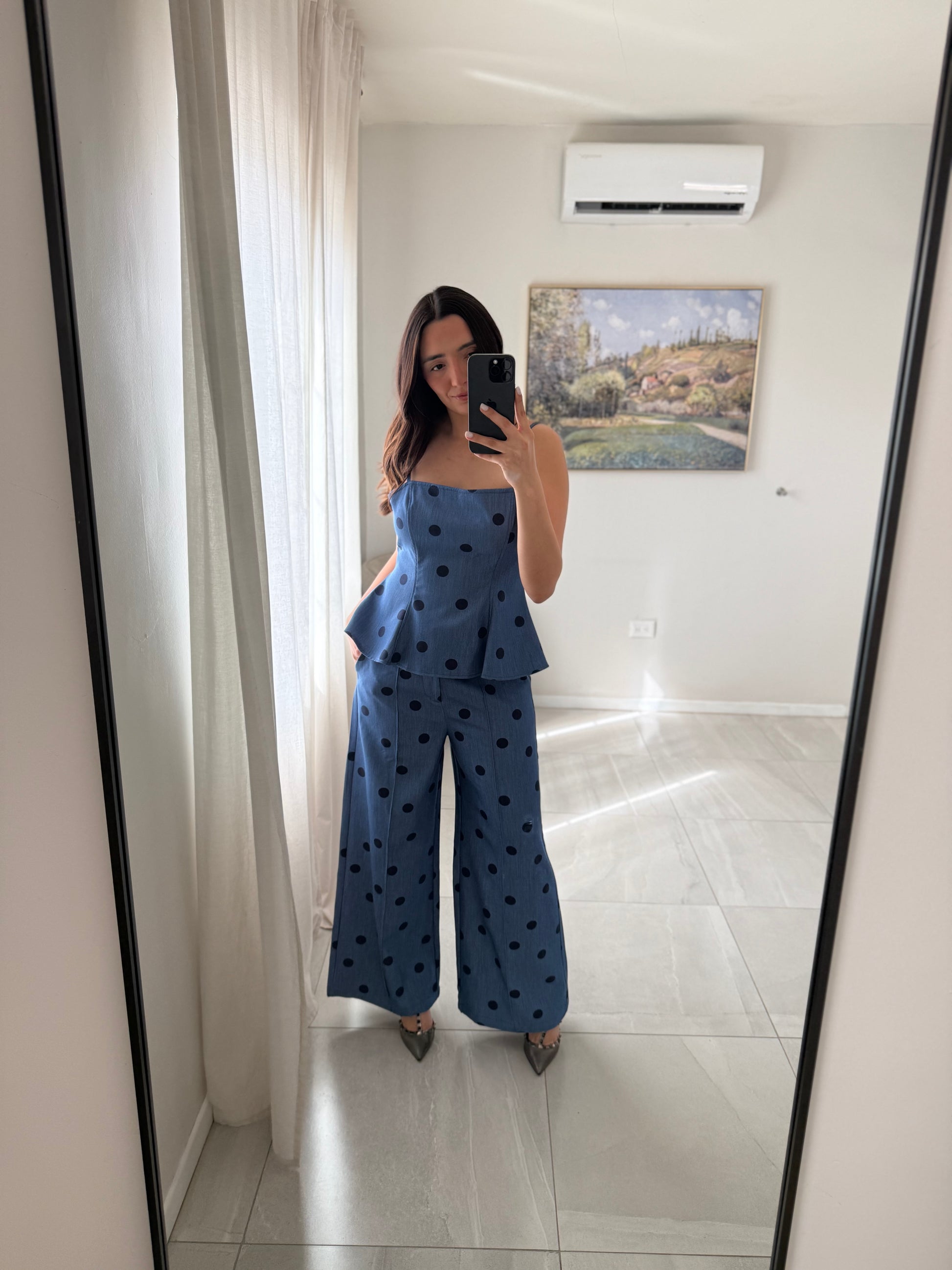 Light Denim Polka Dot Set