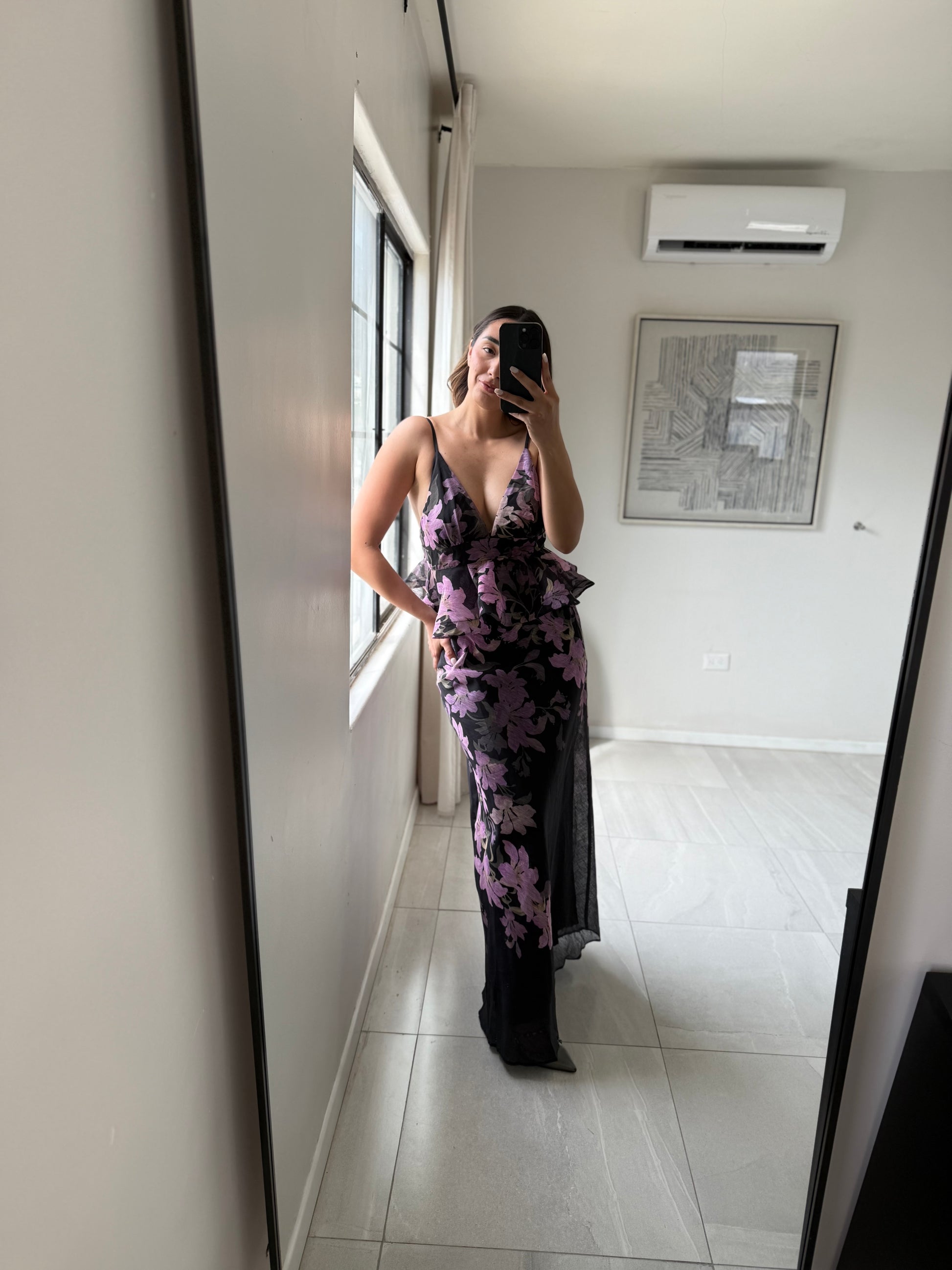 Black Lavender Maxi Dress