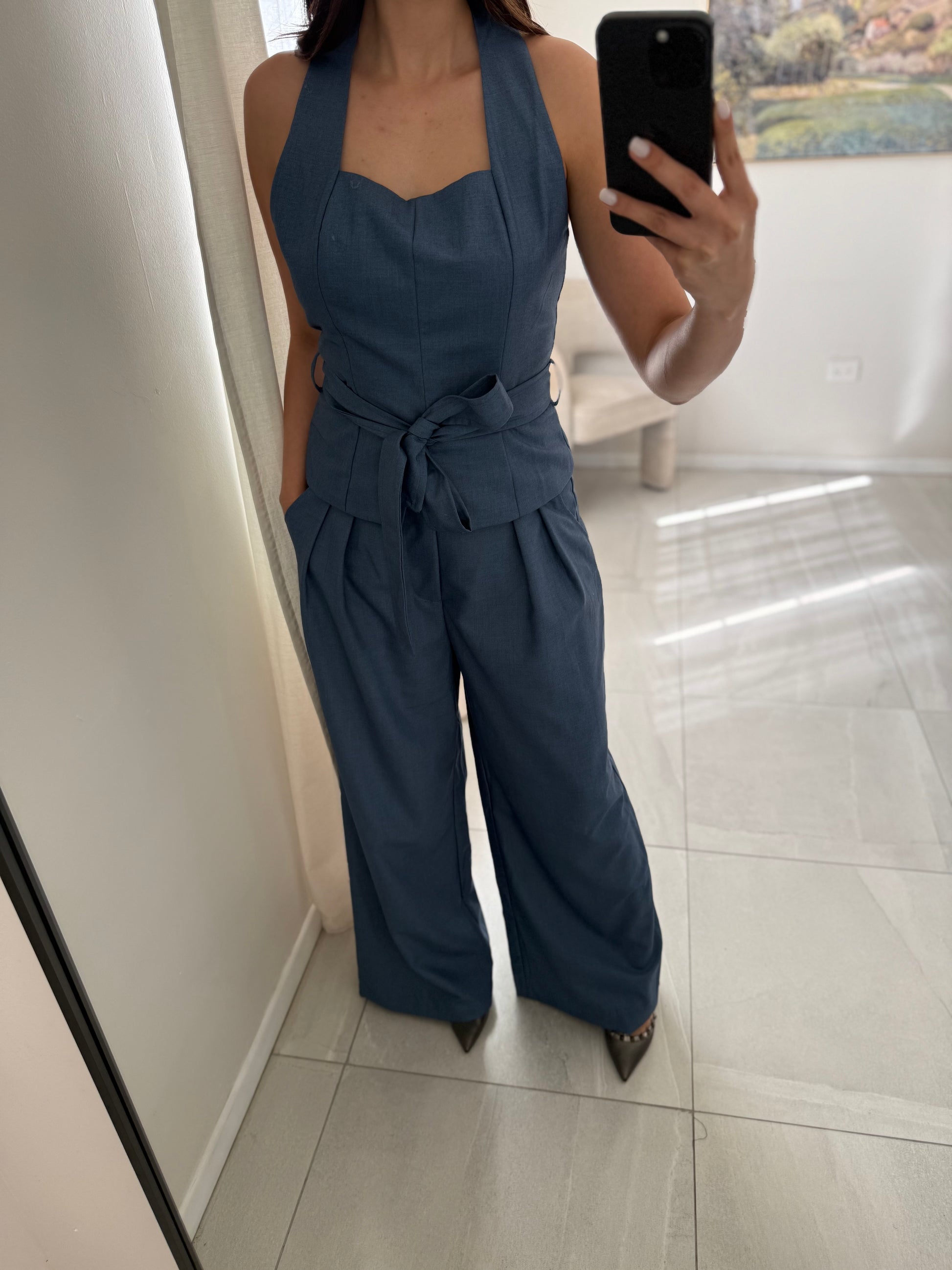 Denim Blue Halter Set