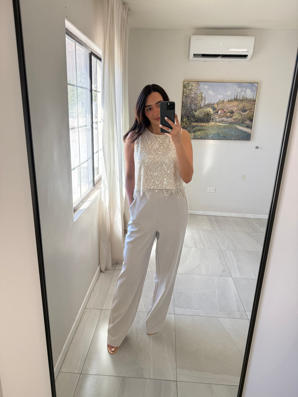 Beige Embellished Top