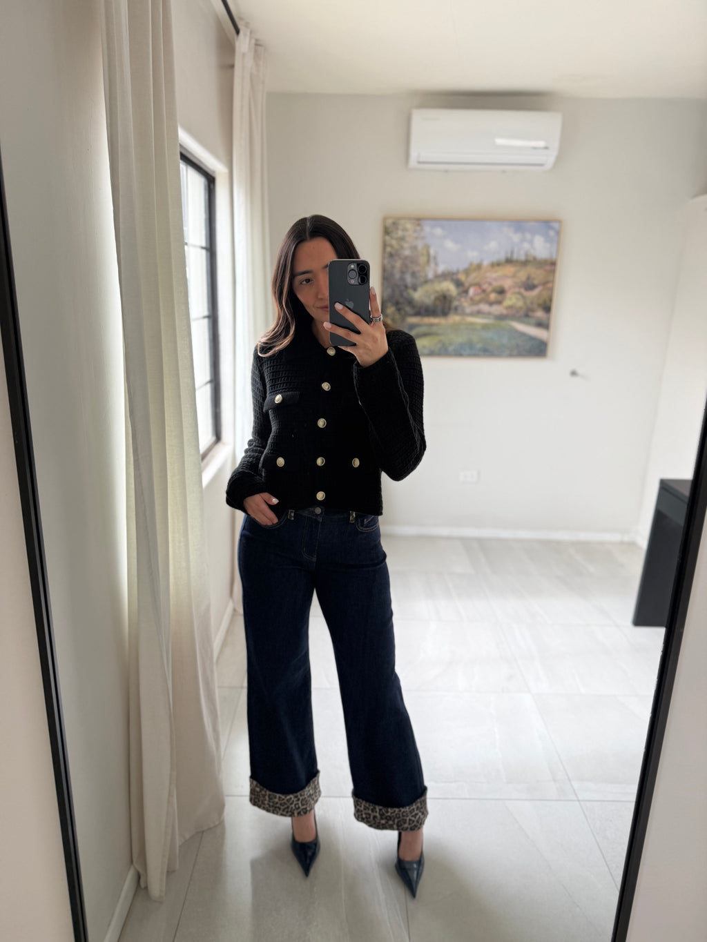 Black Knit Button Sweater