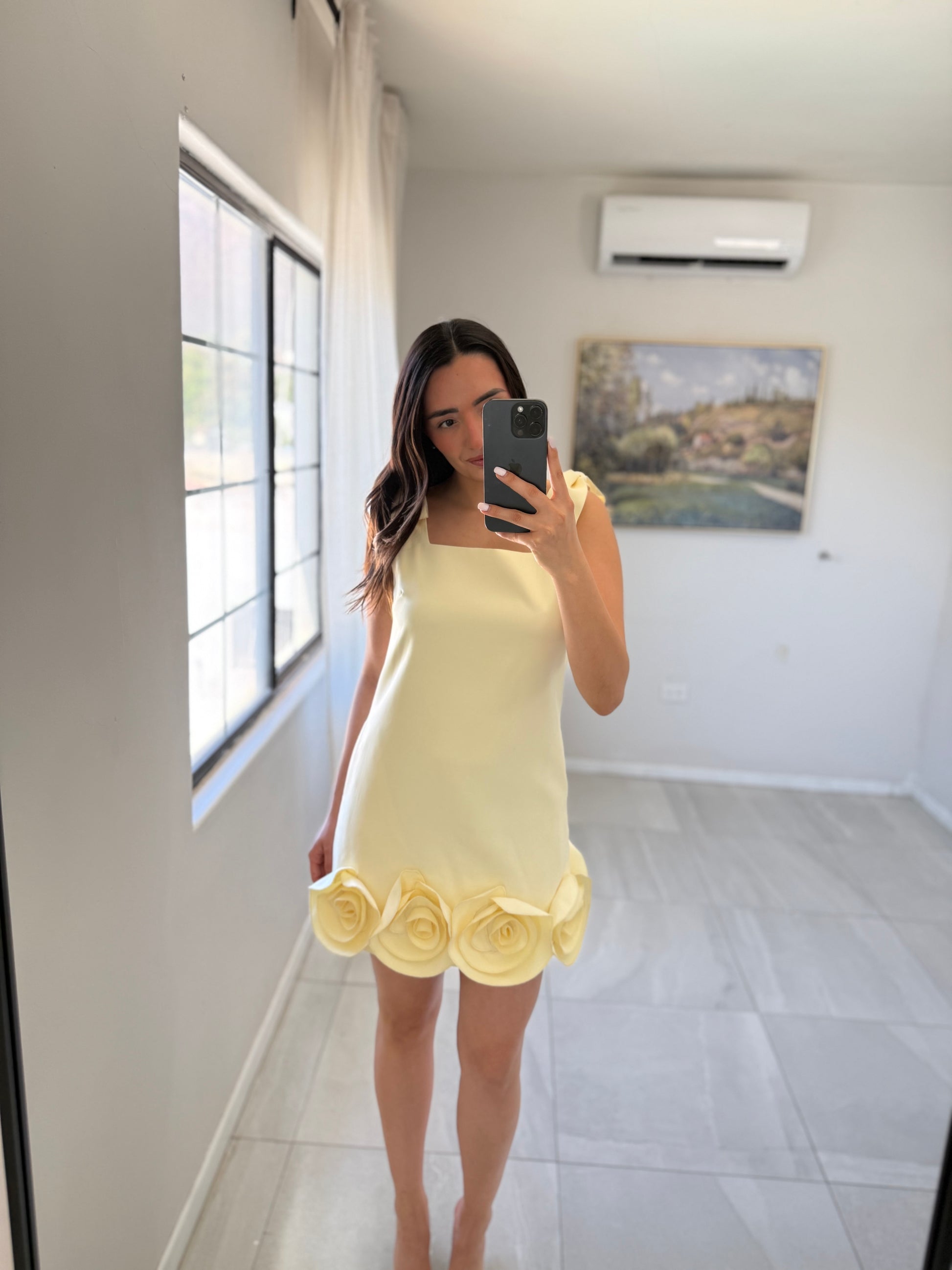 Yellow Flower Mini Dress