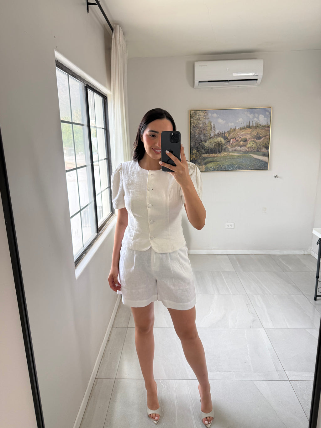 White Nataly Linen Blouse