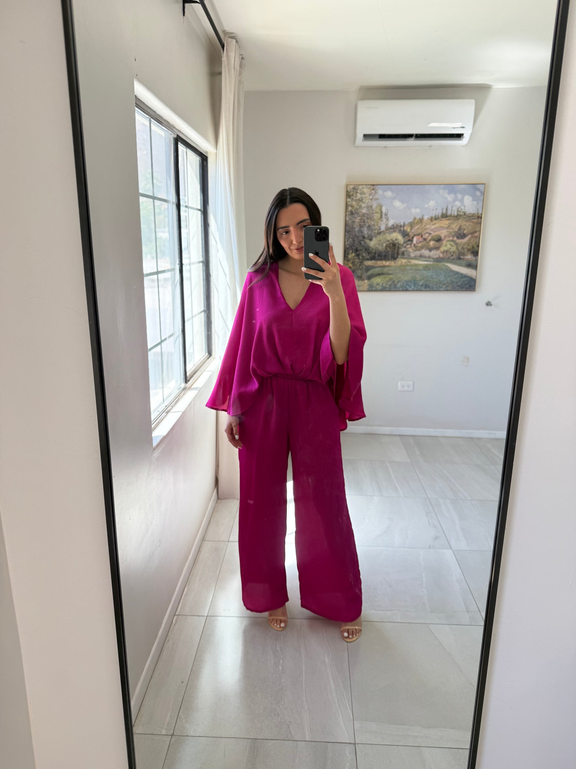 Satin Fucsia Cape Set