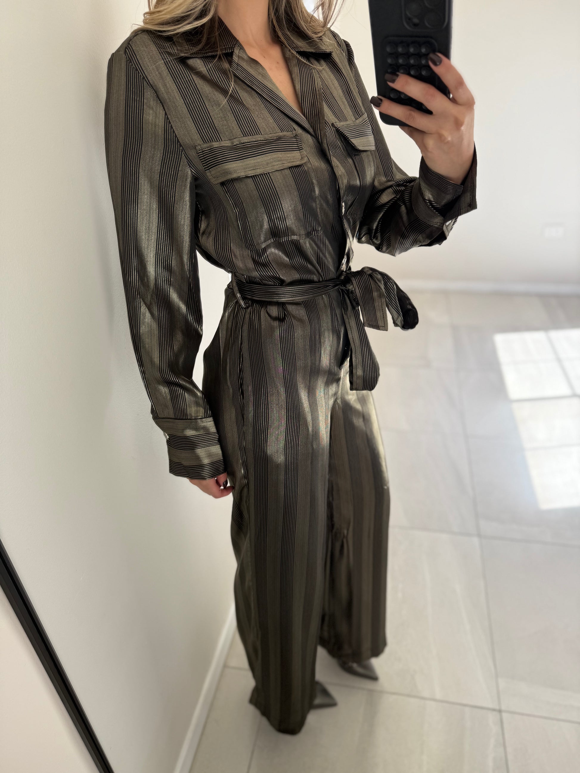 Wide Leg jumpsuit Black Gold