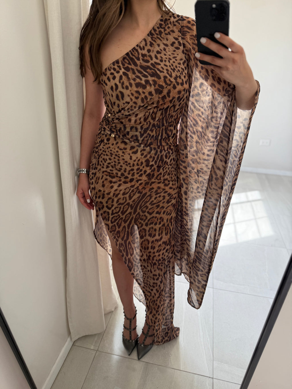 Leopard Chiffon Maxi Dress