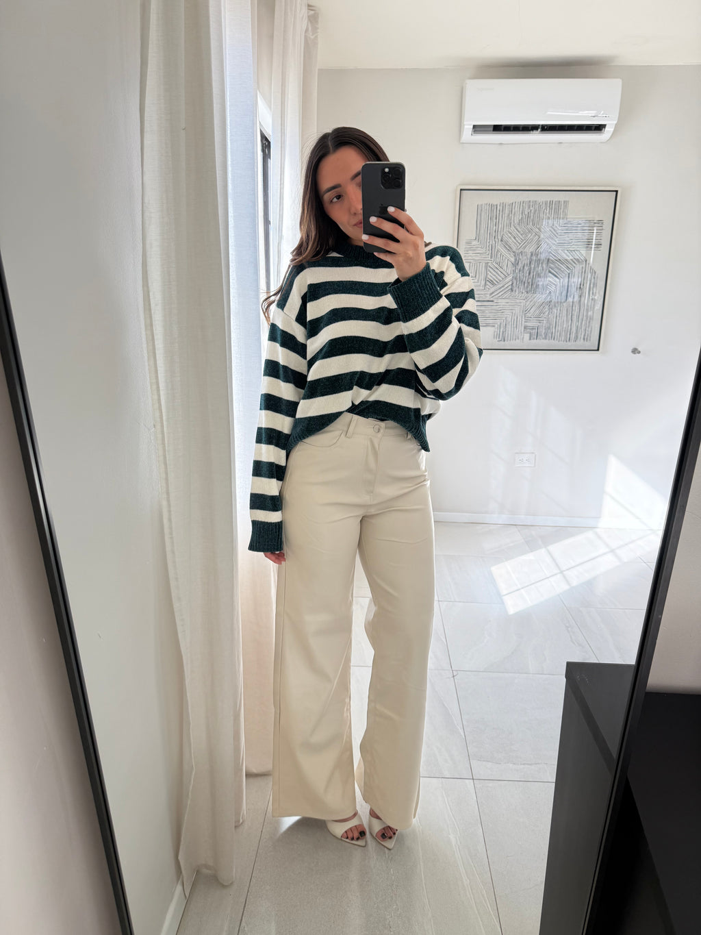 Leather Basic Cream Trouser