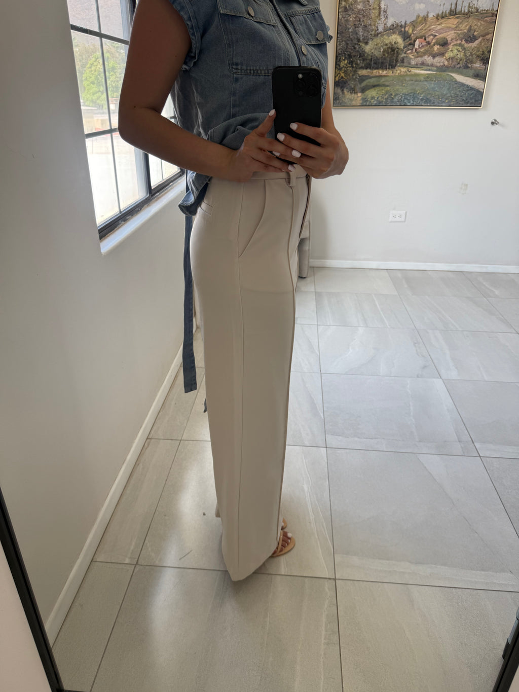 Light Beige Woven Formal Pants