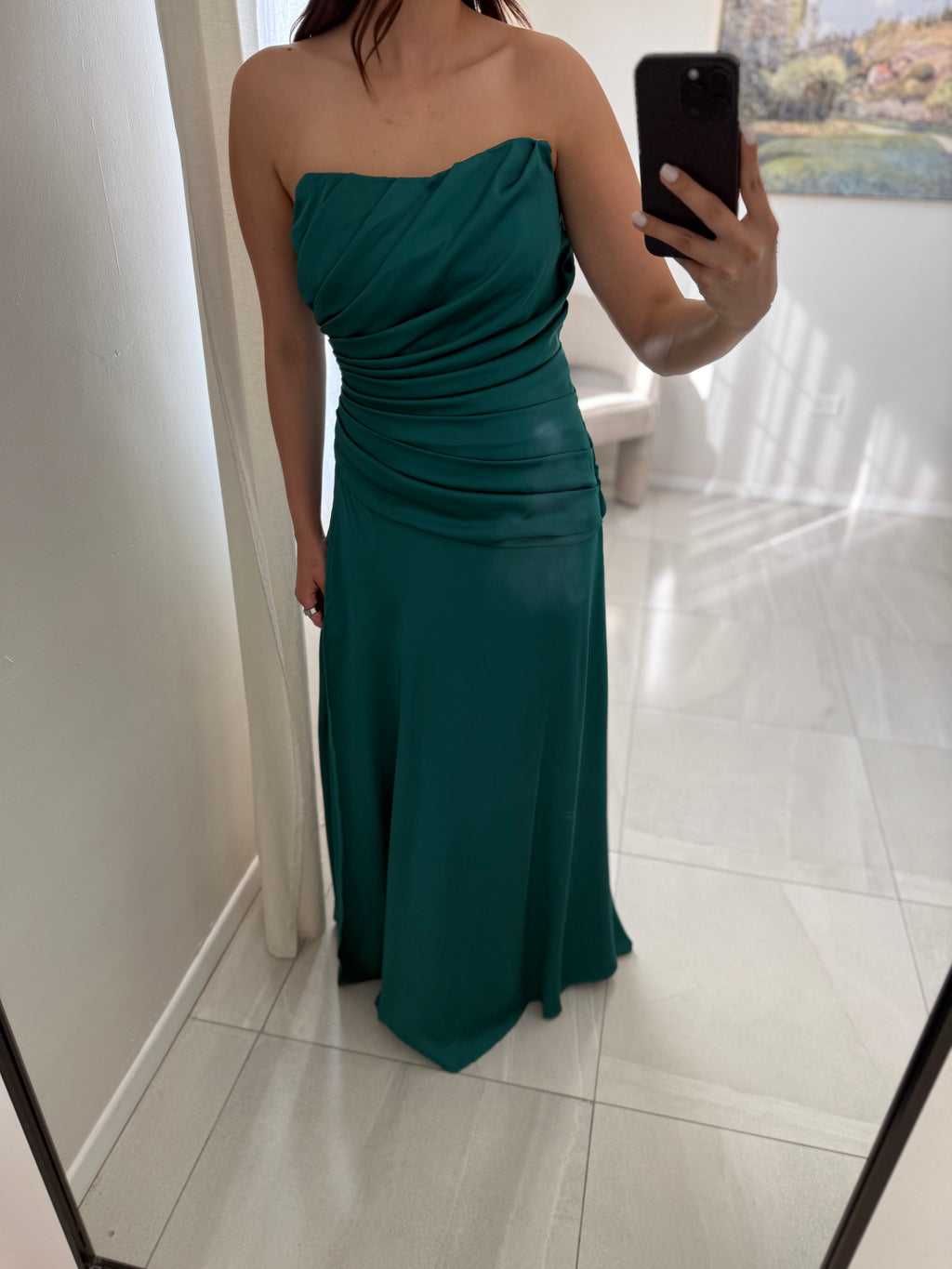 Drapped Satin Dress Teal
