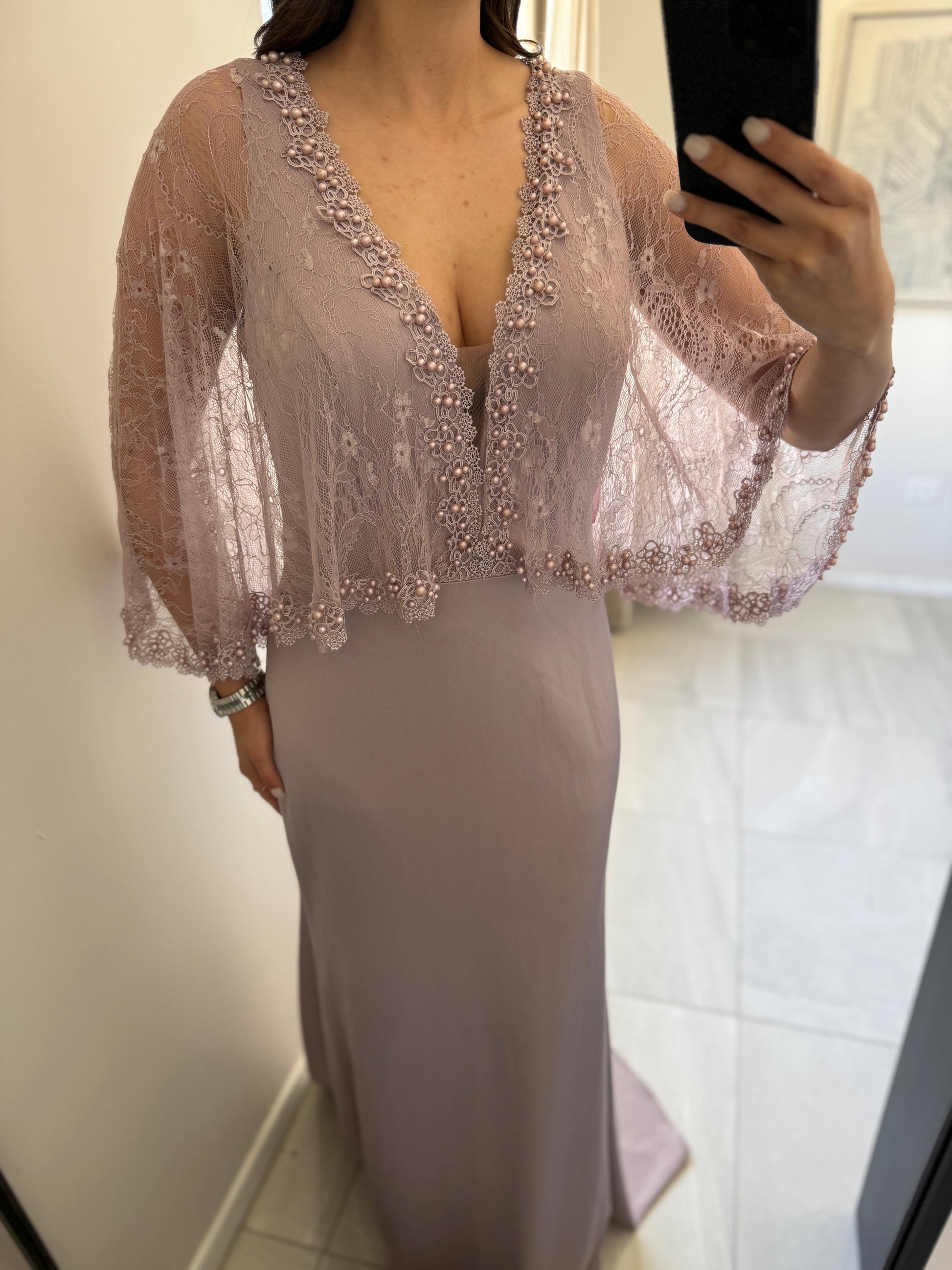 Mauve Pearl Cape Dress