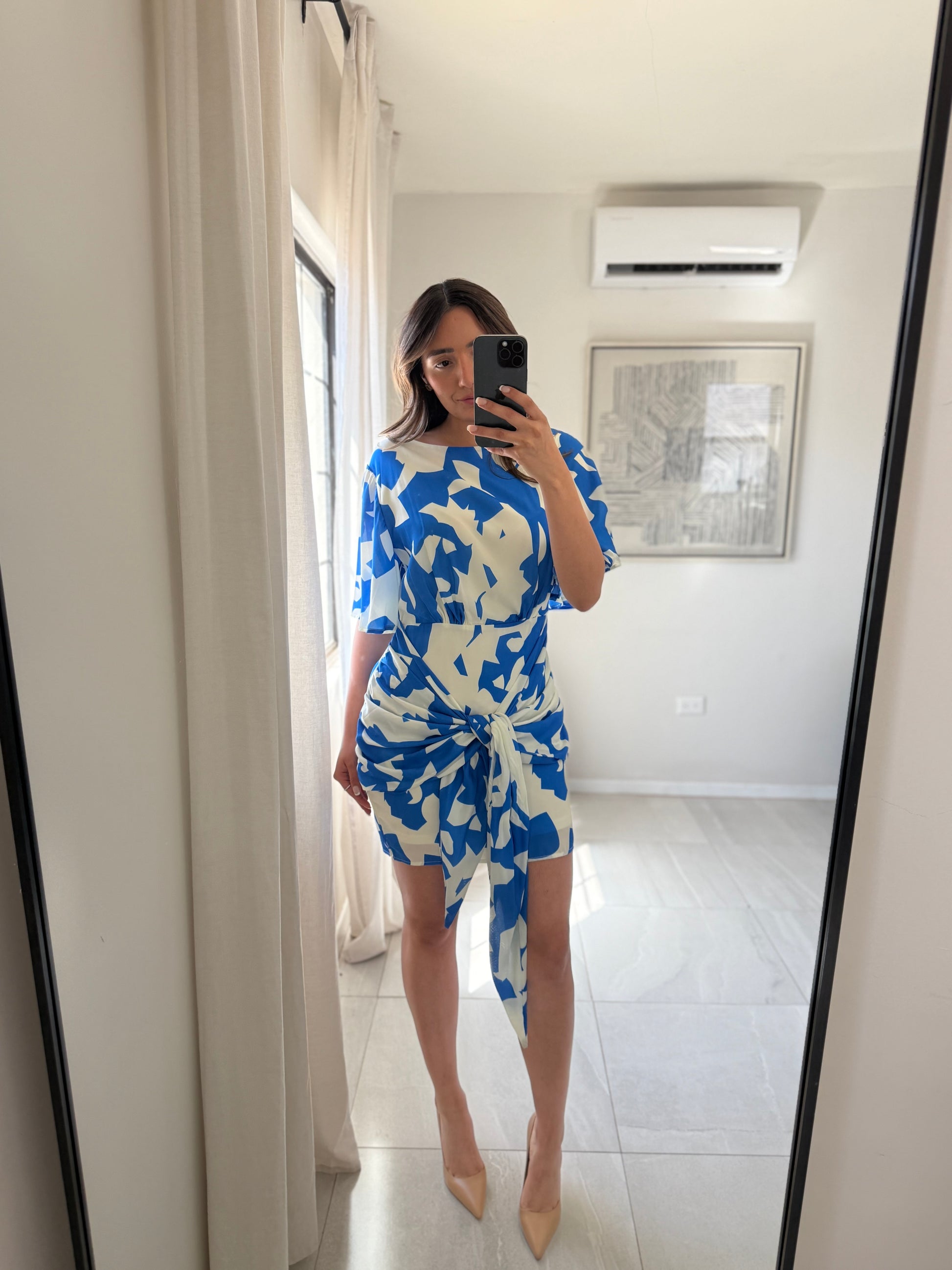 Vestido Cruzado Print Azul