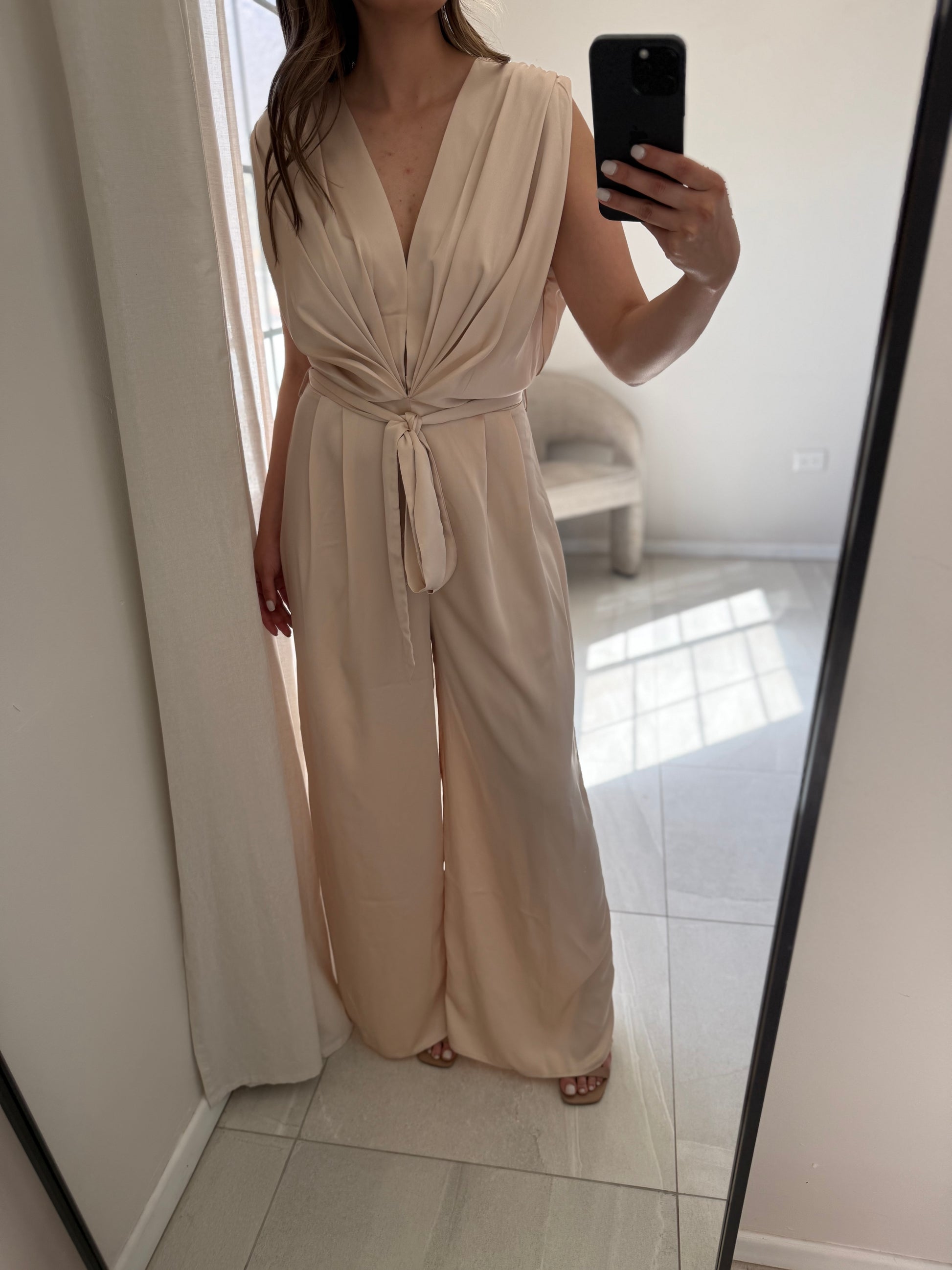 Champagne Satin Jumpsuit