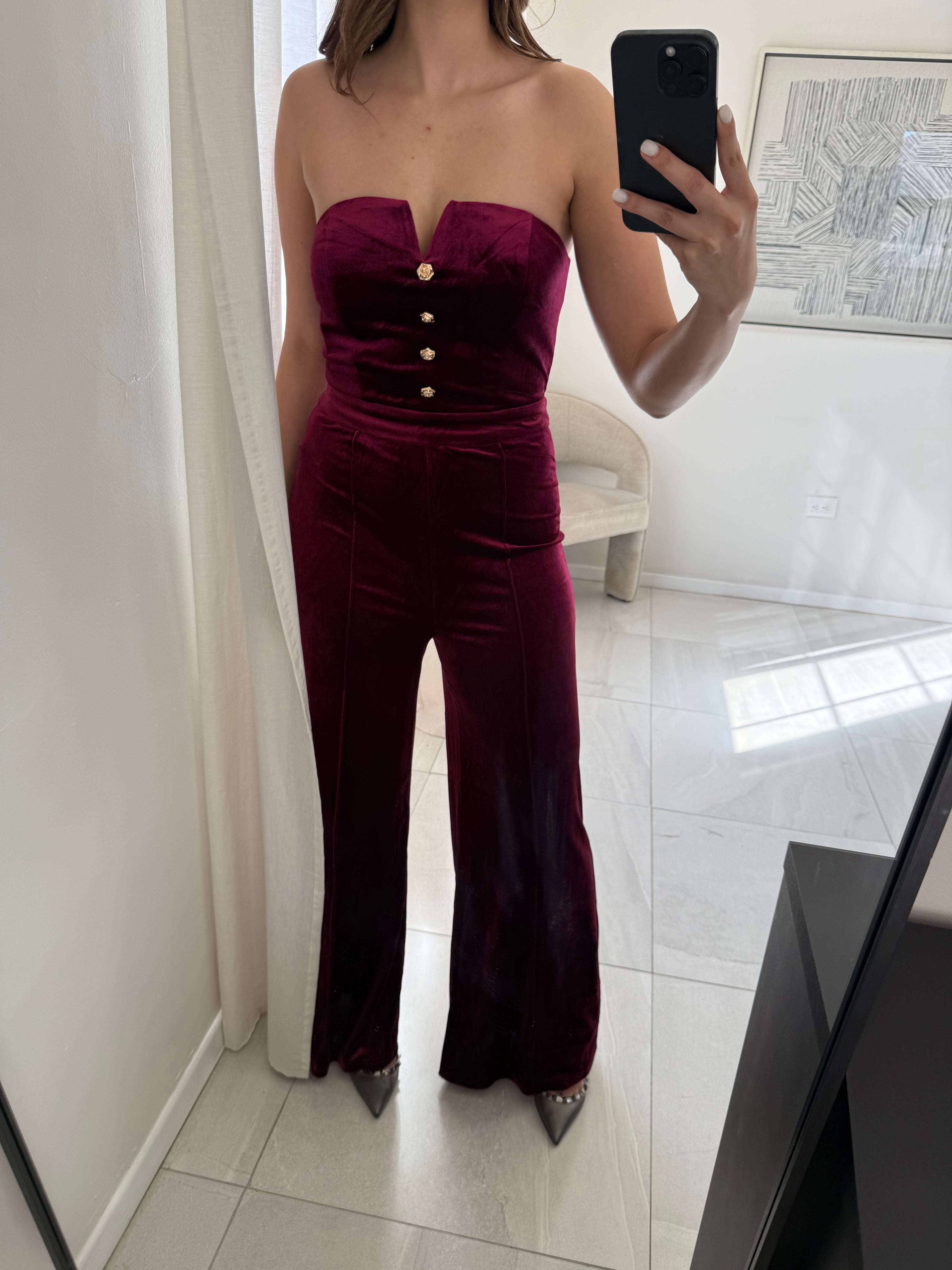 Jumpsuit Velvet Wine