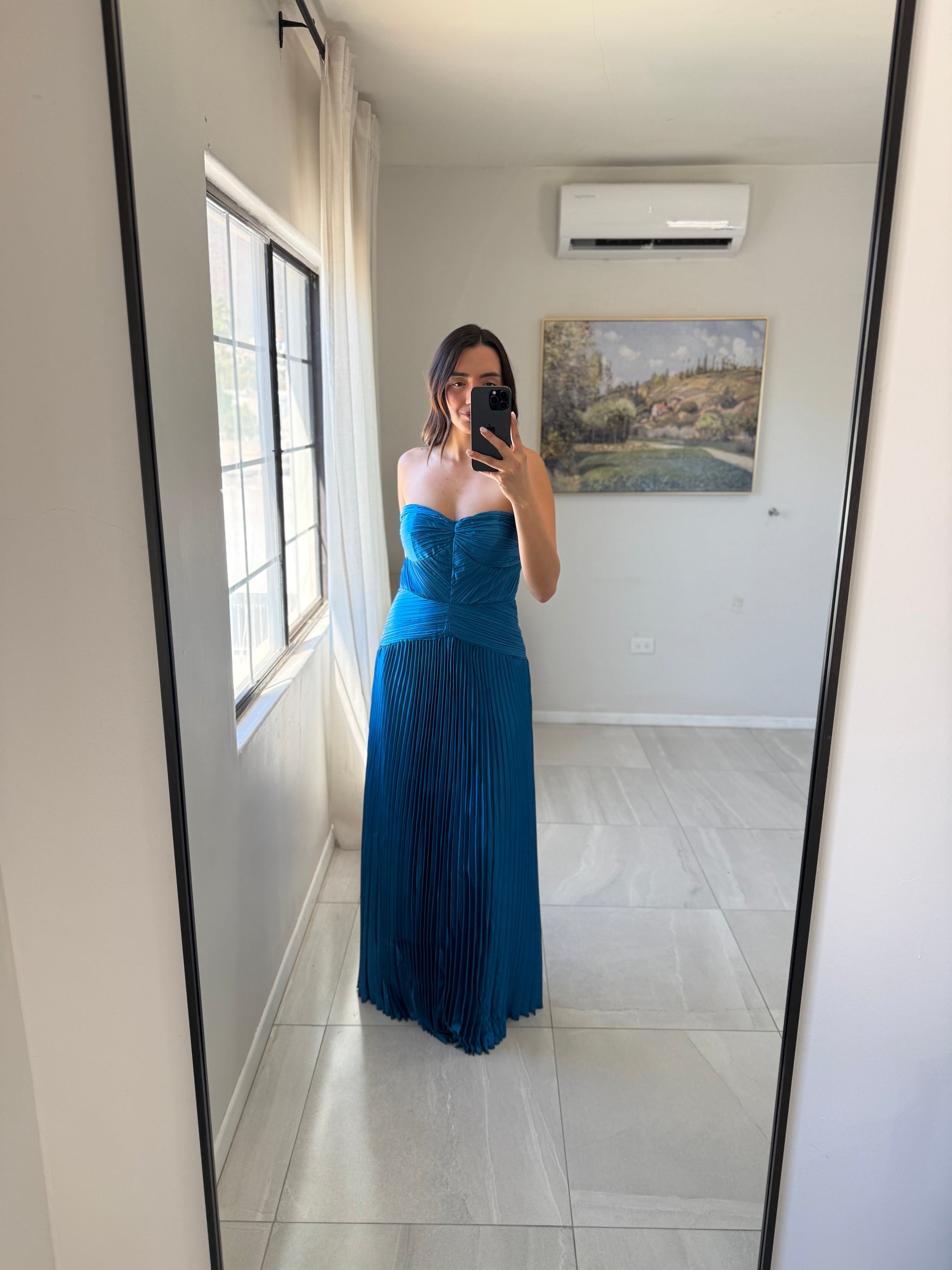 Maxi Drapped Blue Dress