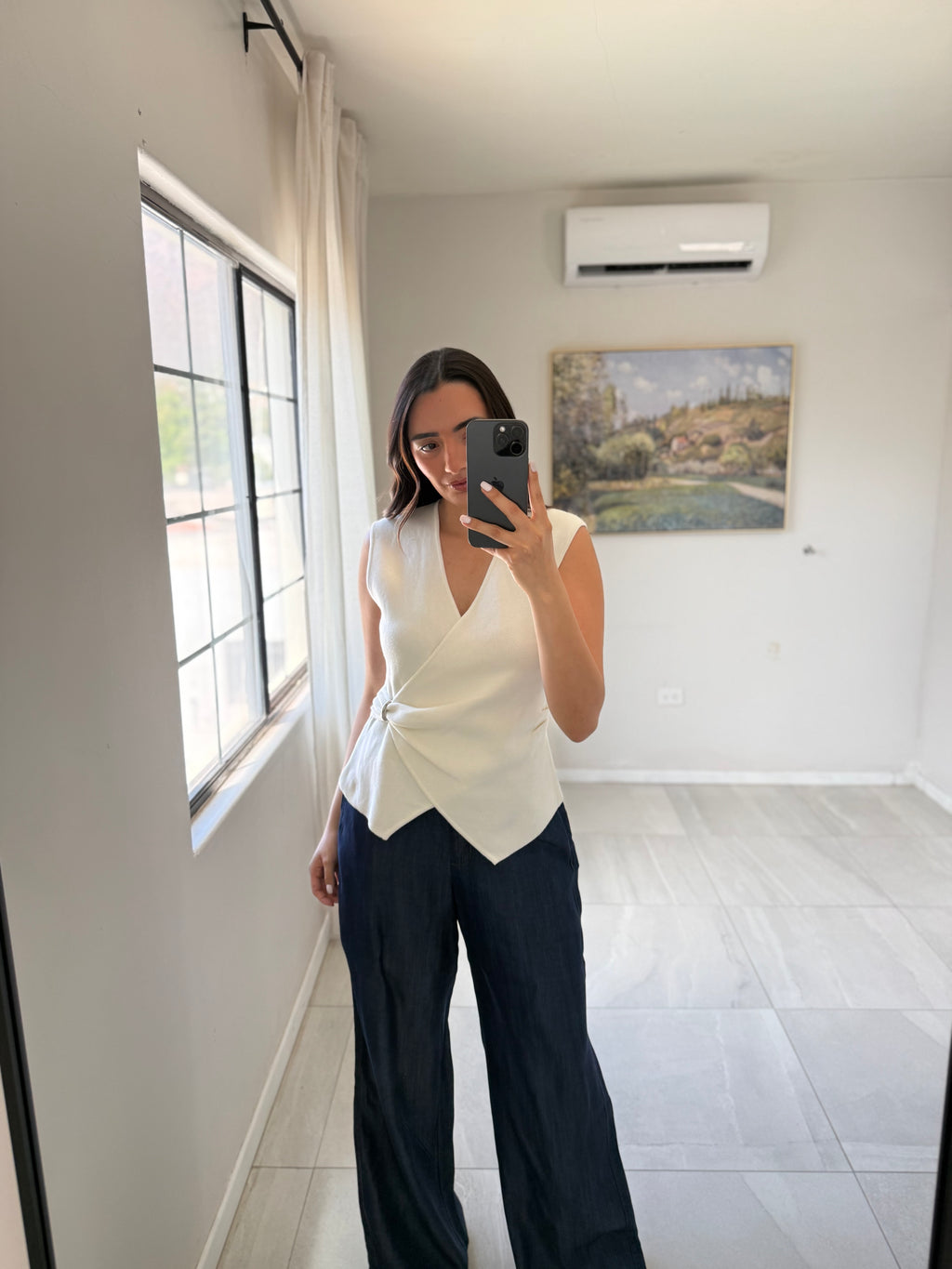 White Wrap Knit Top