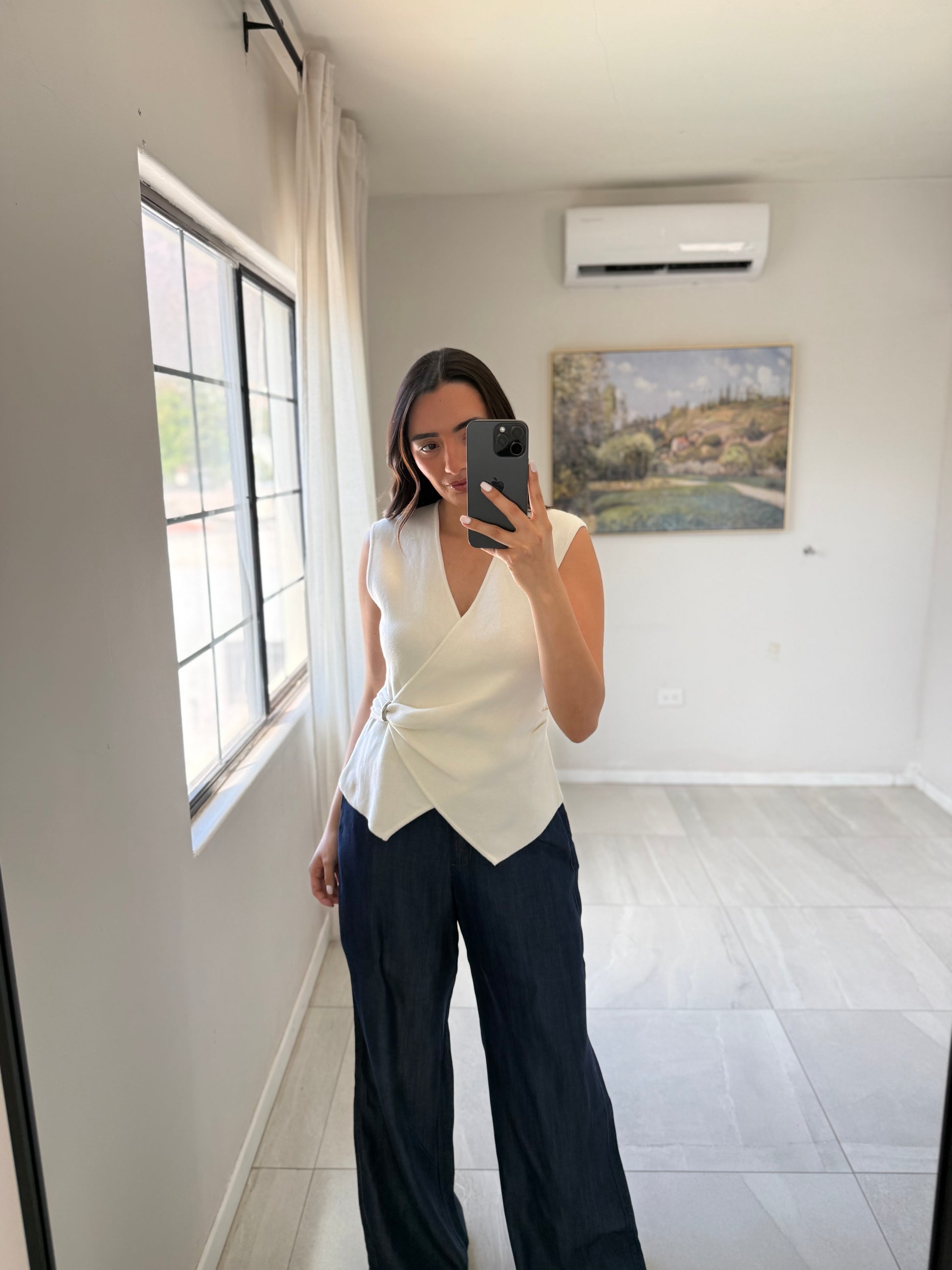 White Wrap Knit Top