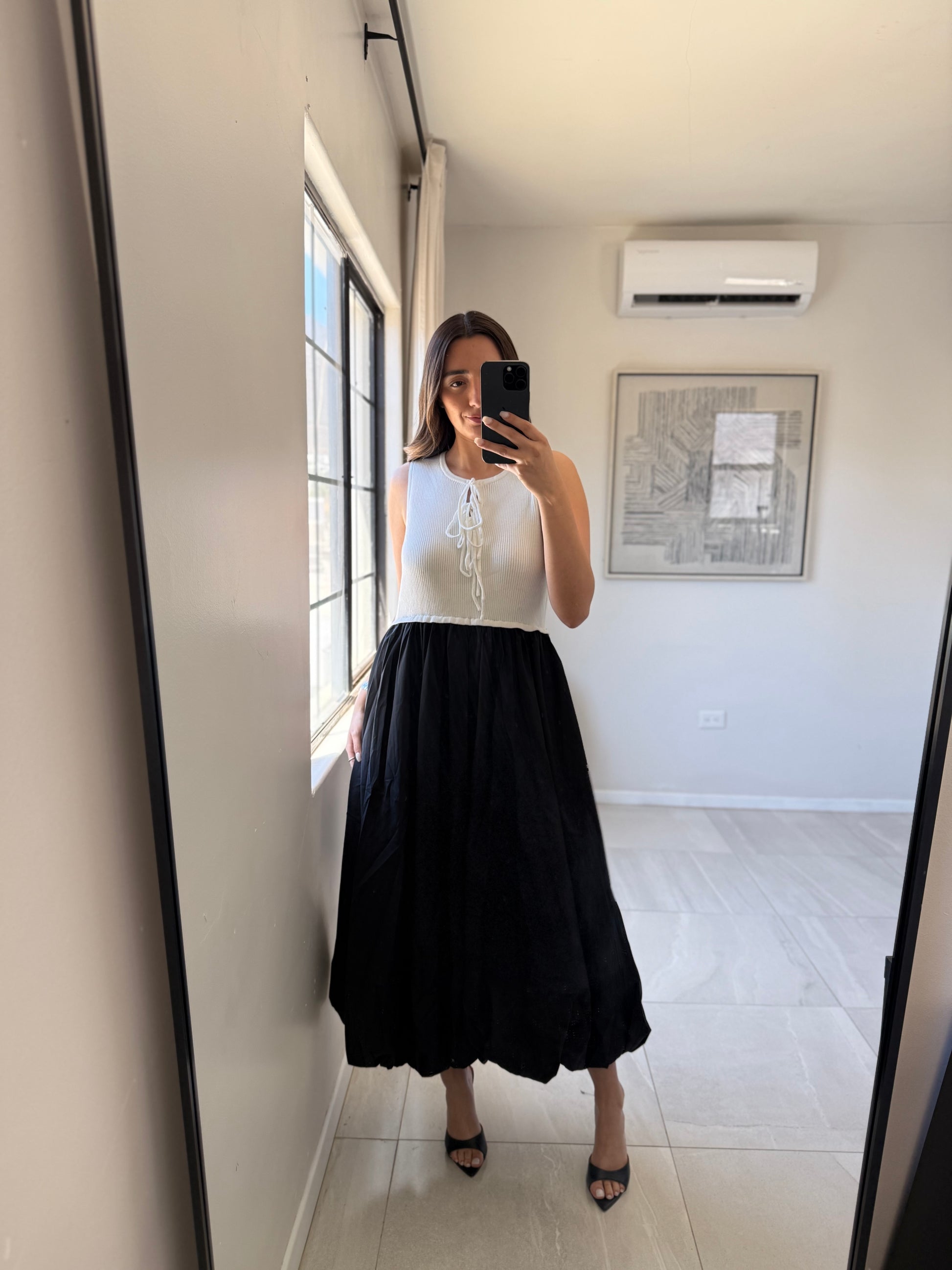 Hem Black White Dress