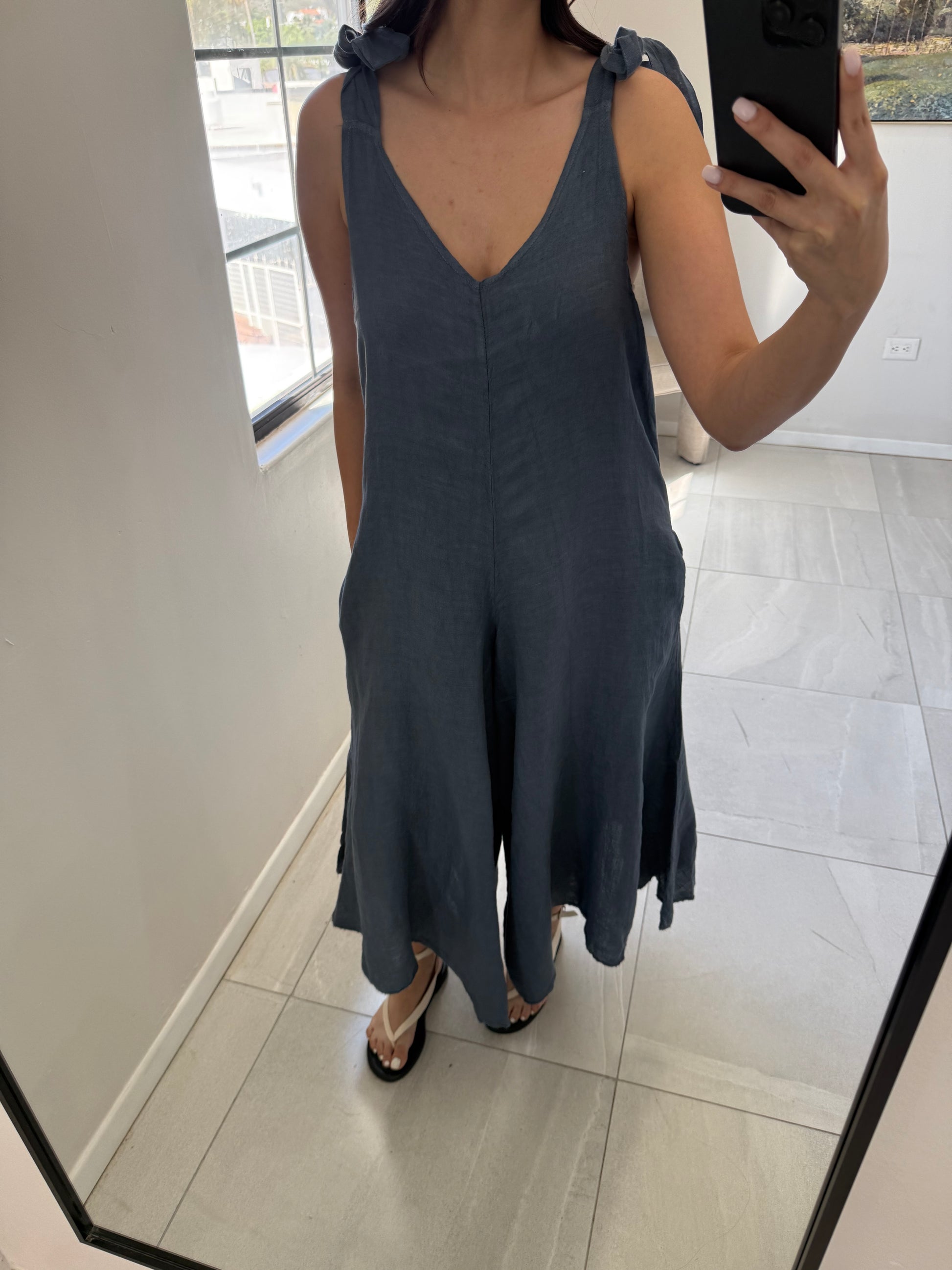 Jumpsuit Italian Linen Blue
