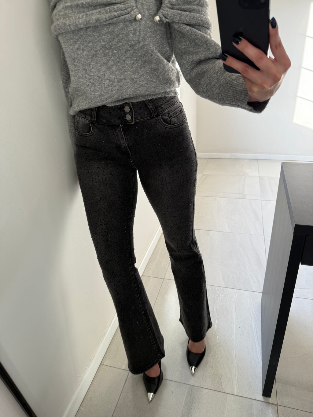 Mid Rise Flare Rhinestone