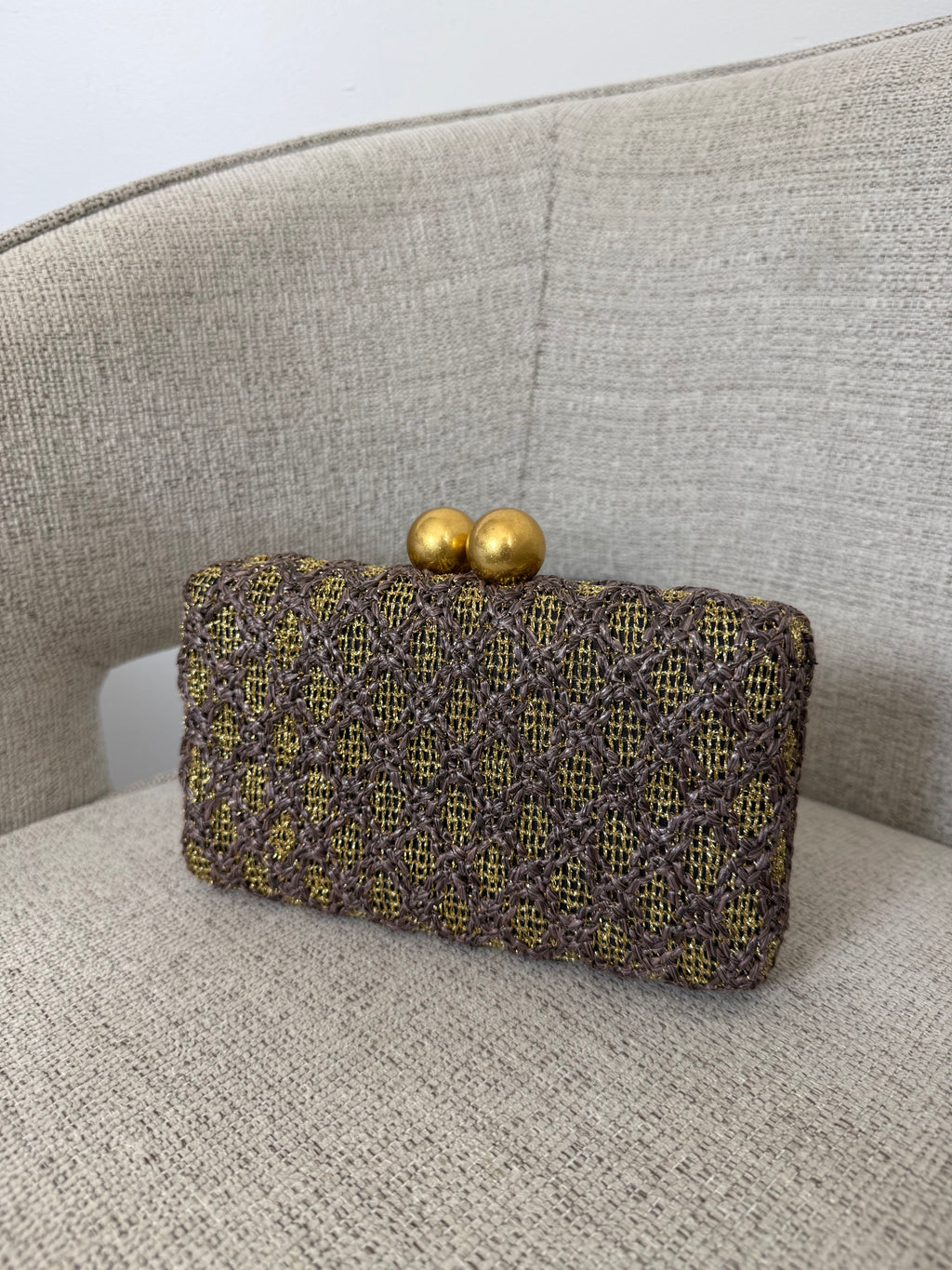 Aya Clutch Brown/ Gold
