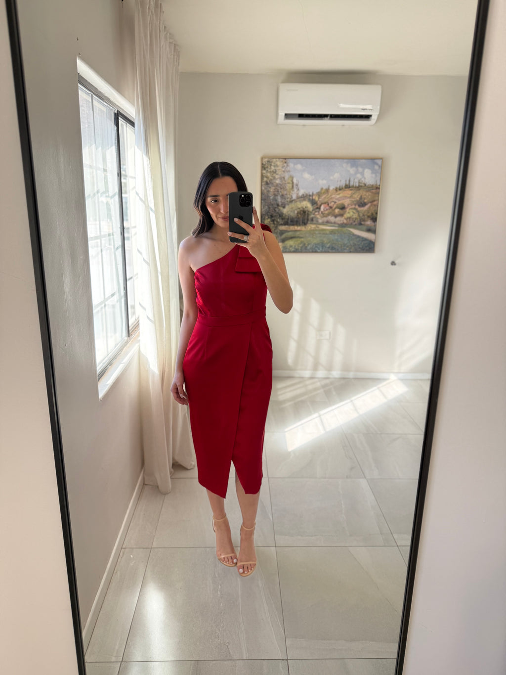 Alex Marie Red Midi Satin Dress