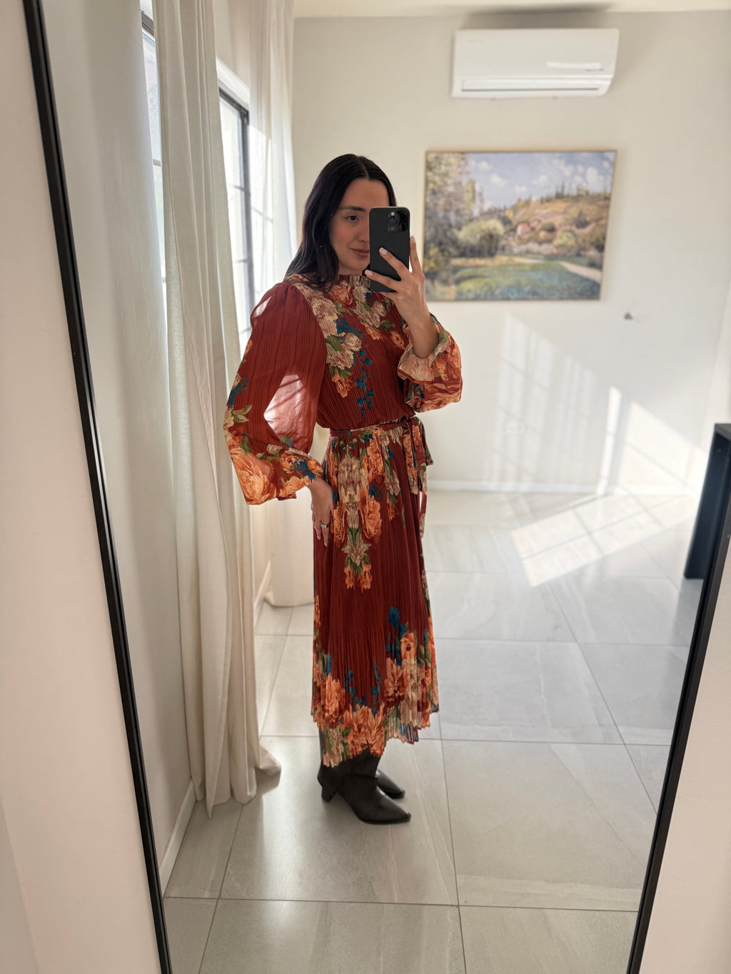 Vestido Floral Marron