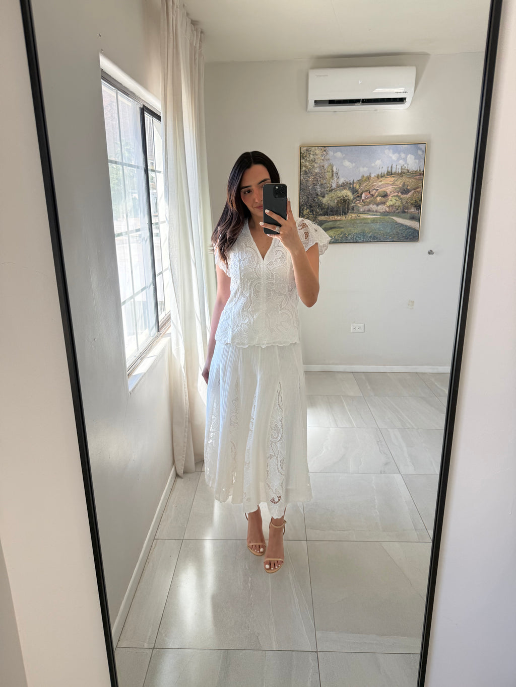 White Godget Midi Skirt Set