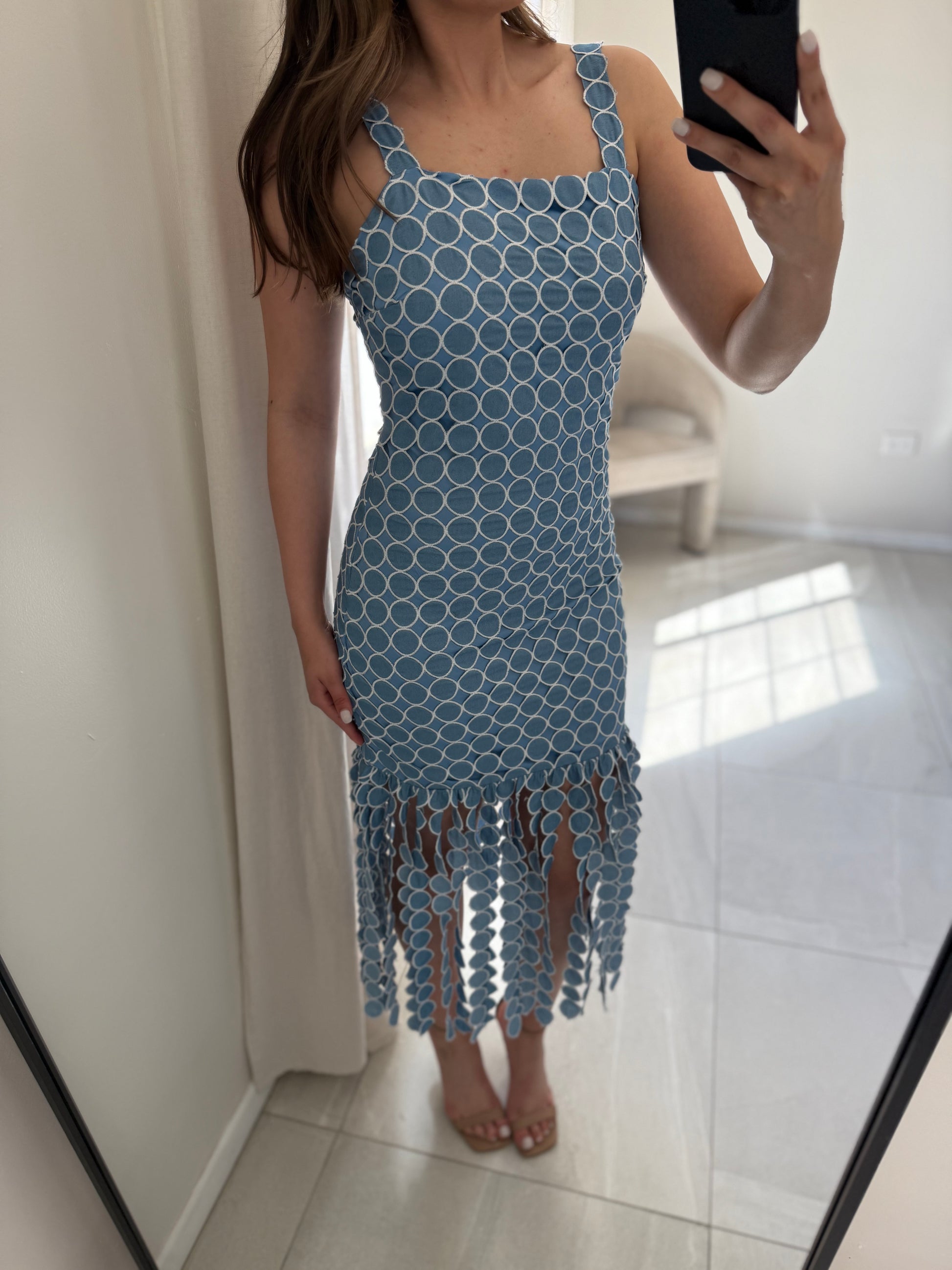 Circle Eyelet Midi Dress