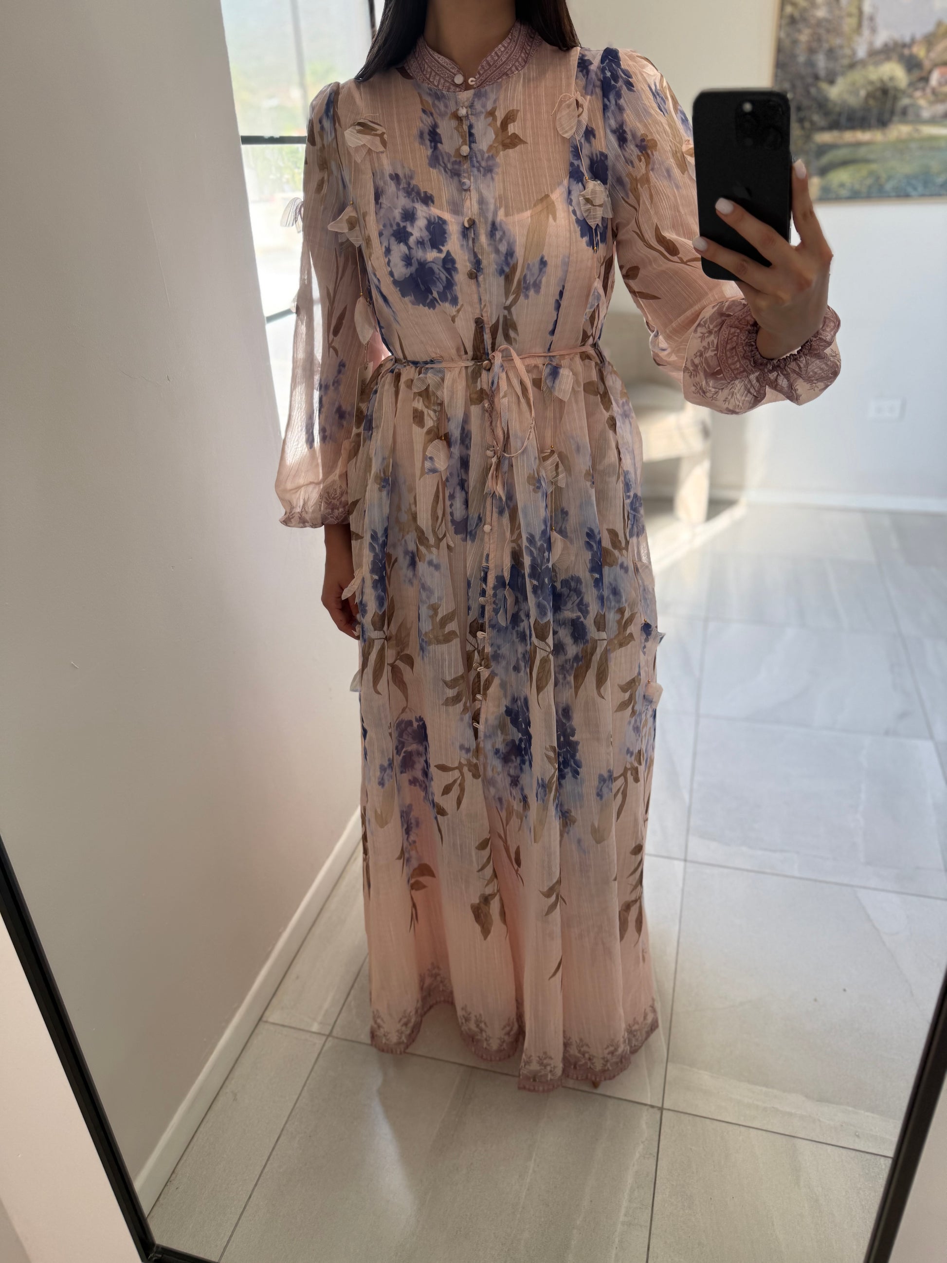 Beige Print Maxi Dress
