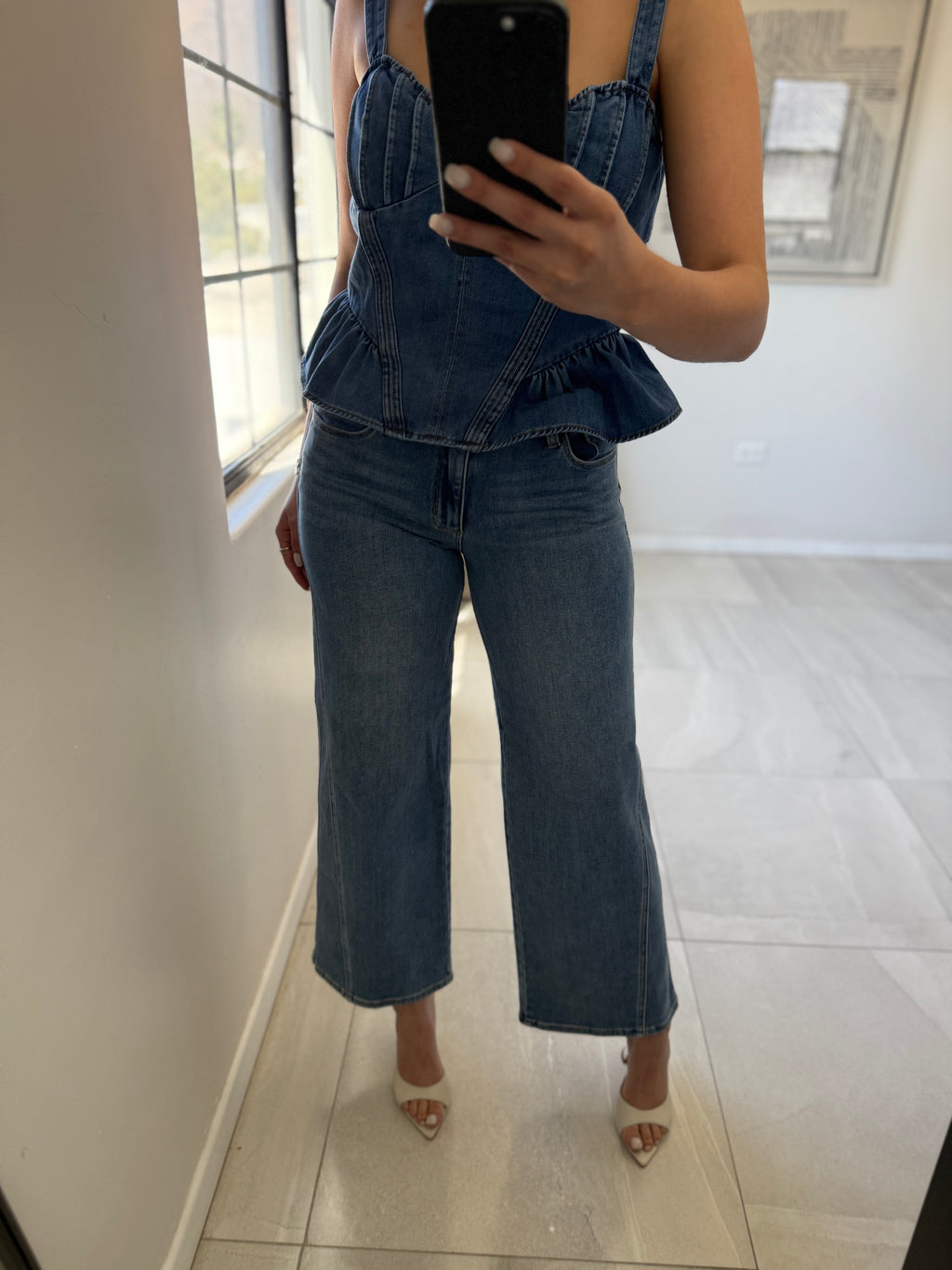 Seamed Wide Leg Jean Medium Denim