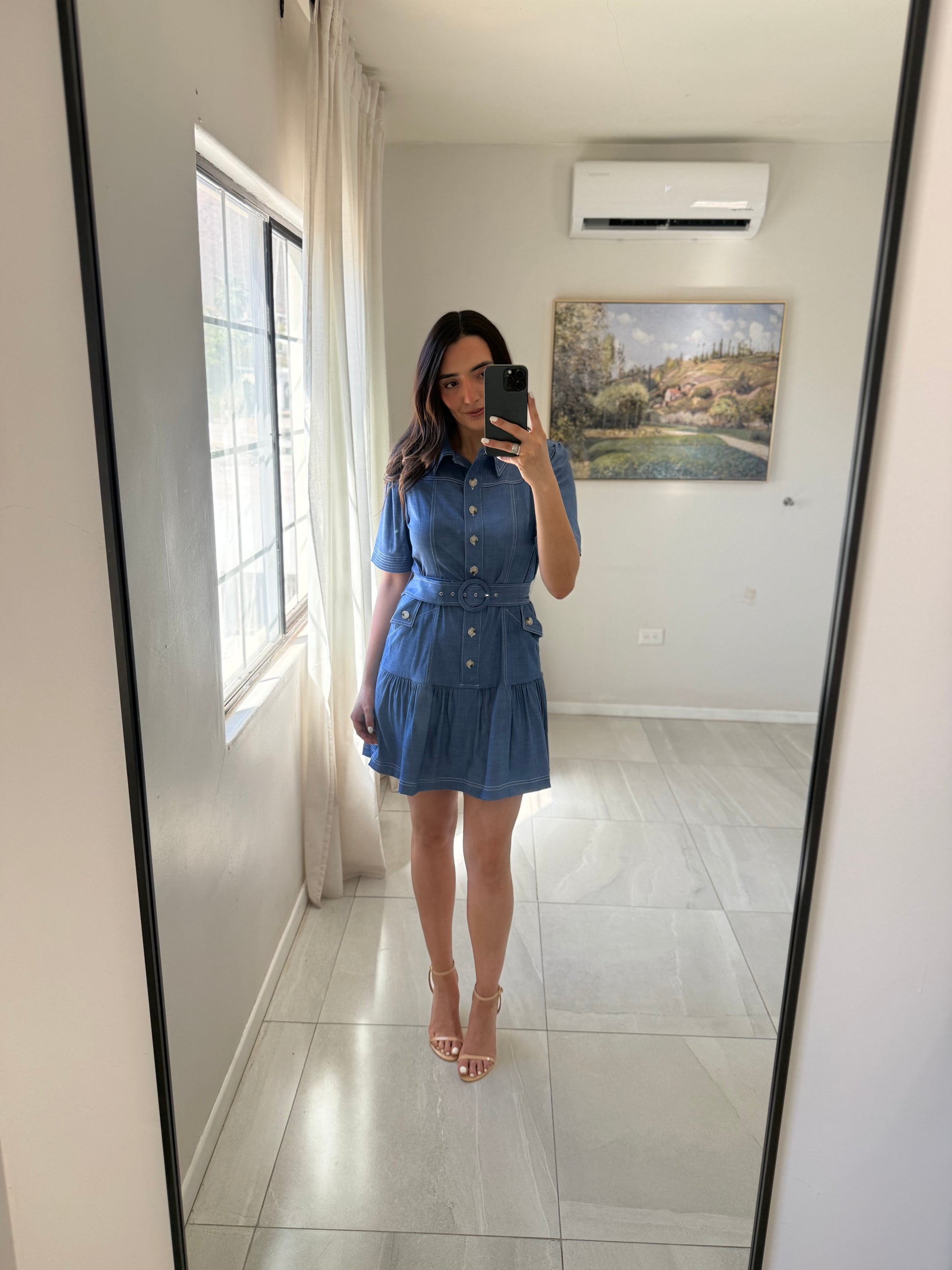Blue Tiered Mini Dress