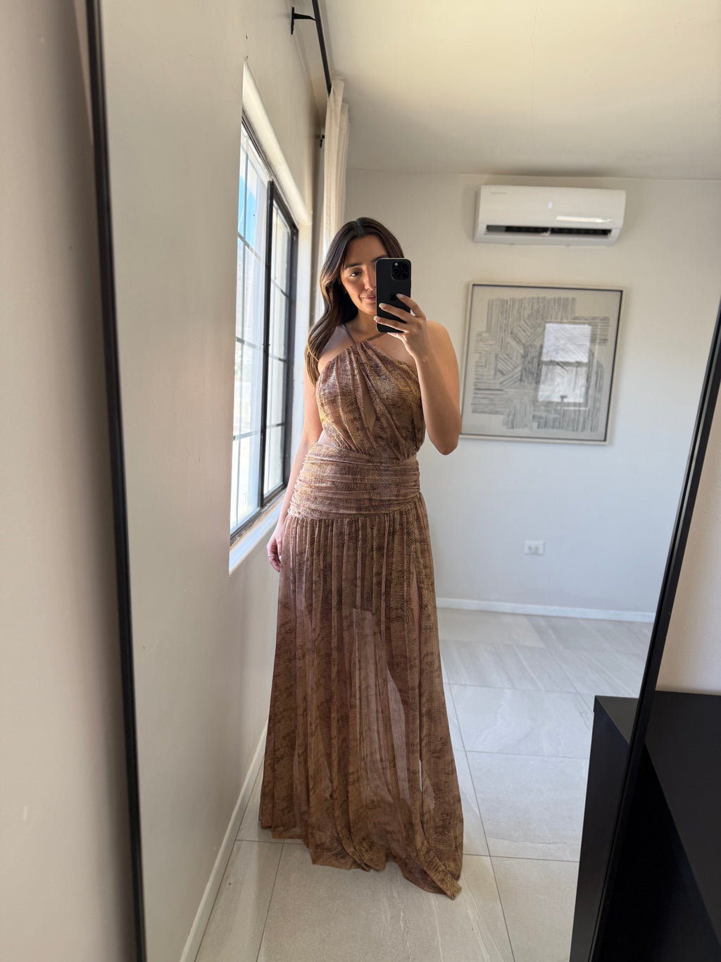 Mocha Multi Shimmer Maxi Dress