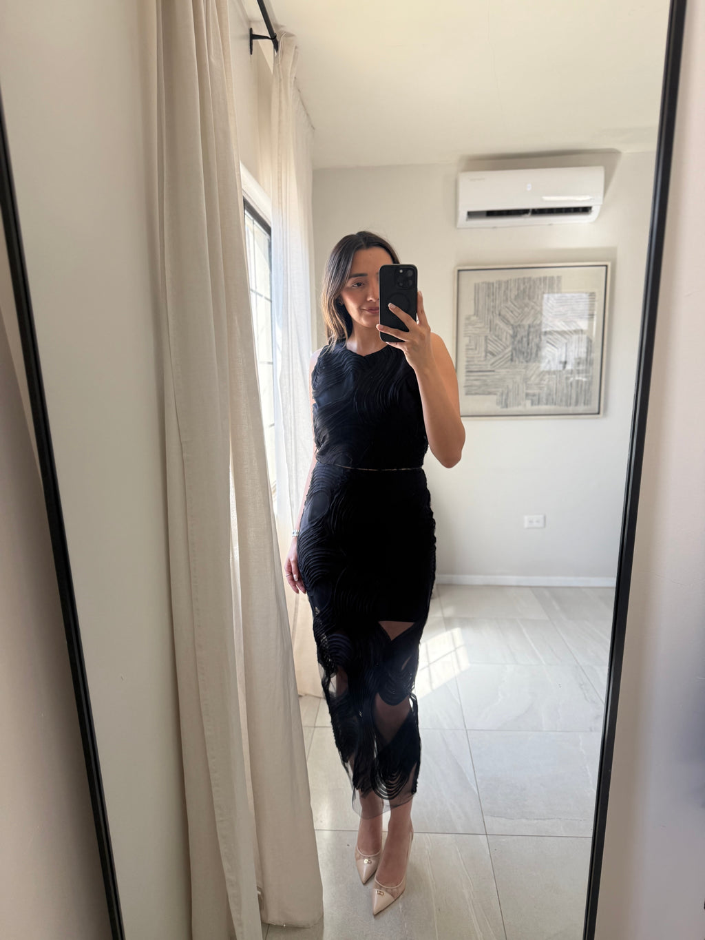 Black Top and Maxi Skirt Wave Set