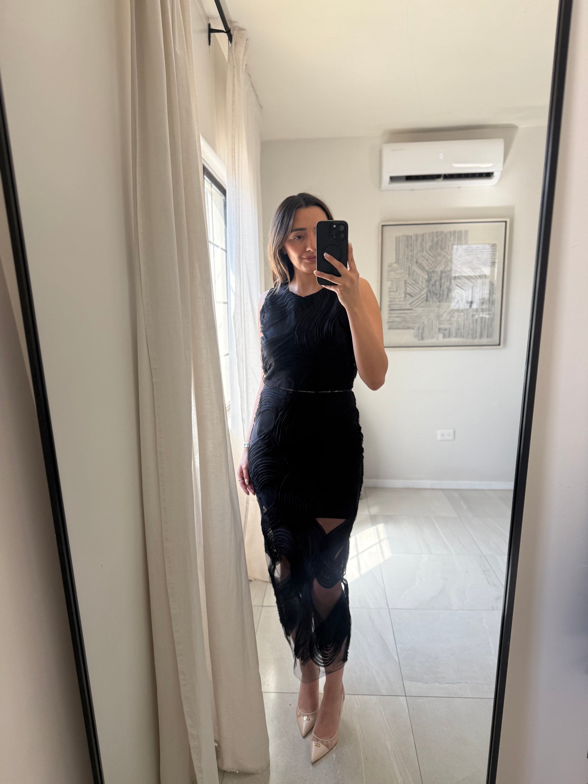 Black Top and Maxi Skirt Wave Set