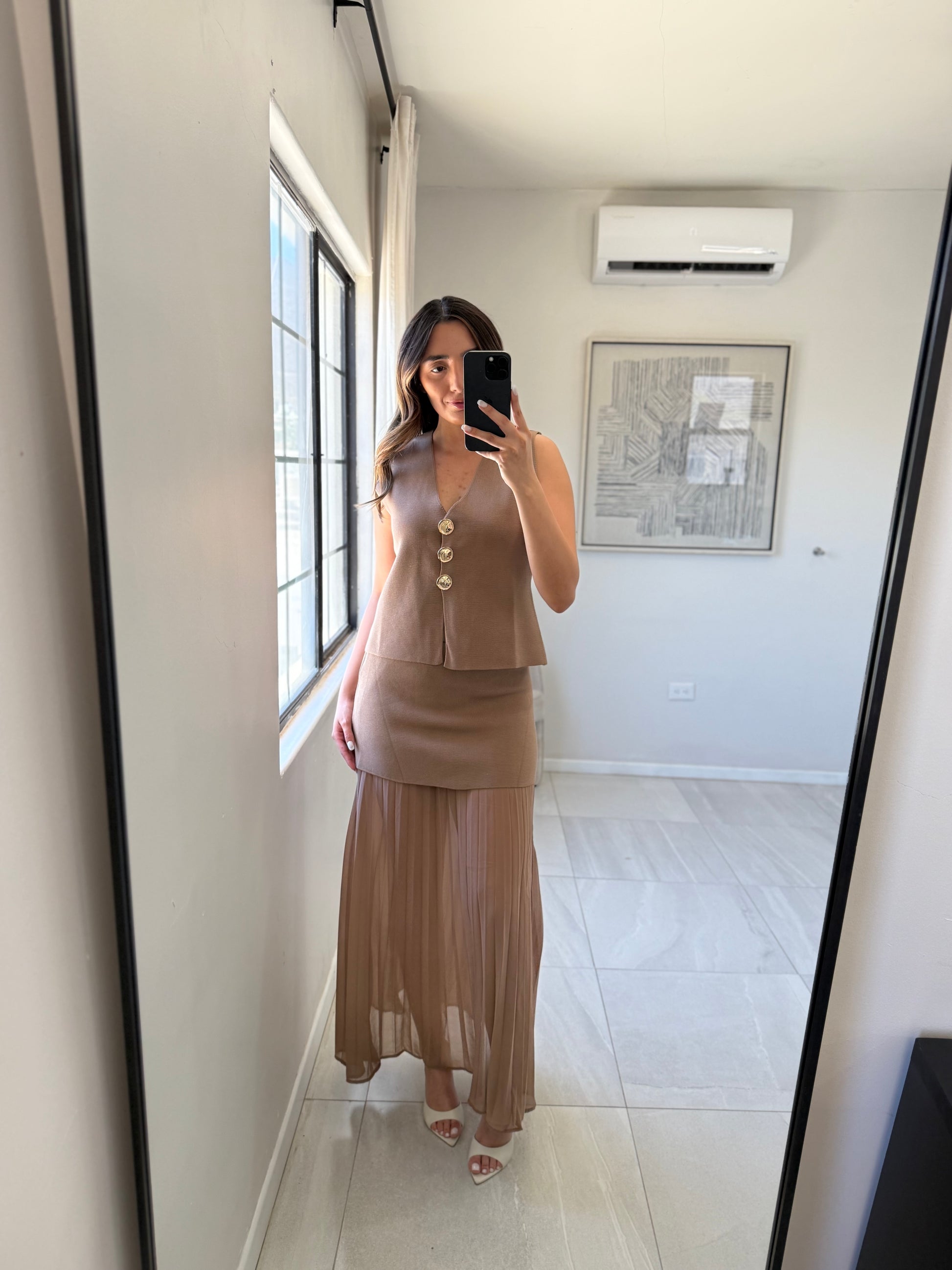 Camel Maxi Skirt Set
