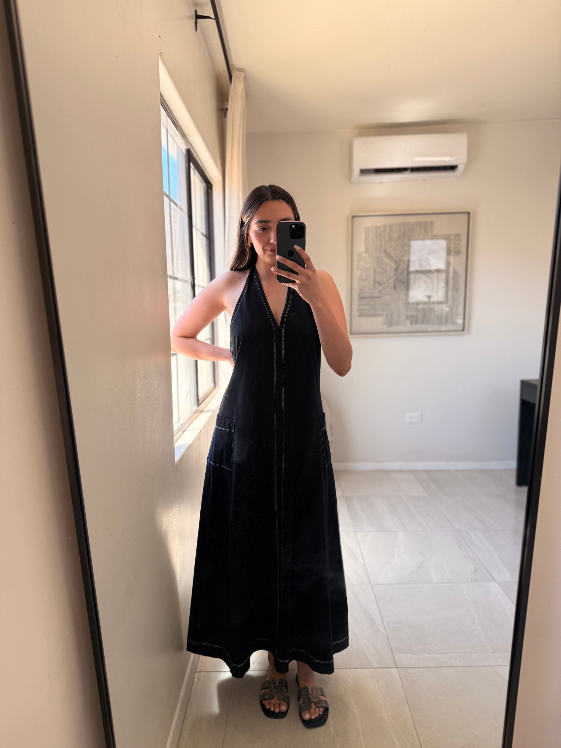 Halter Cotton Black Dress