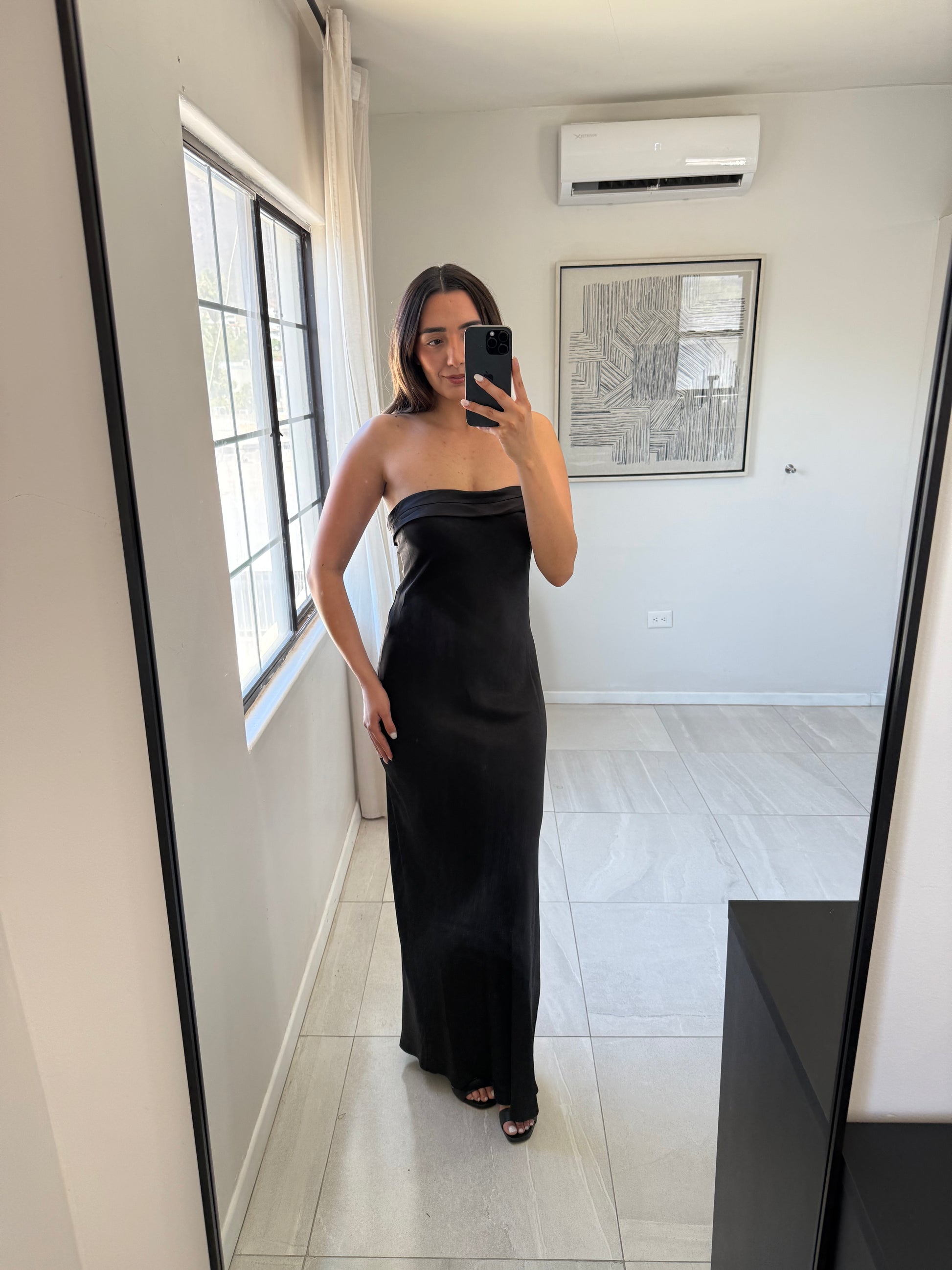 Black Satin Strapless