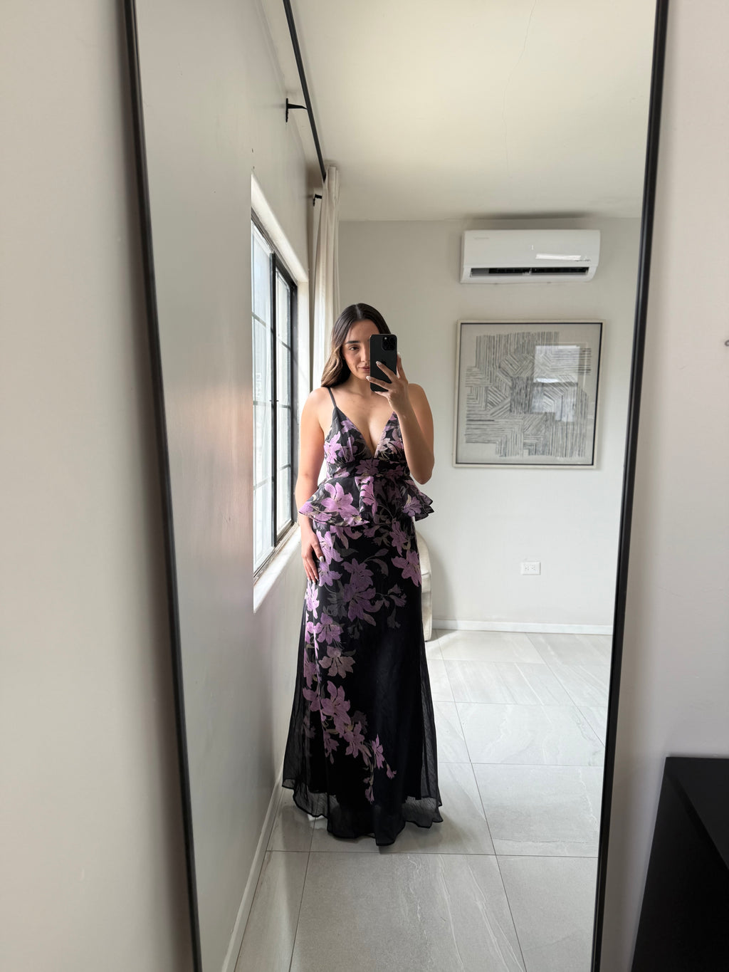 Black Lavender Maxi Dress