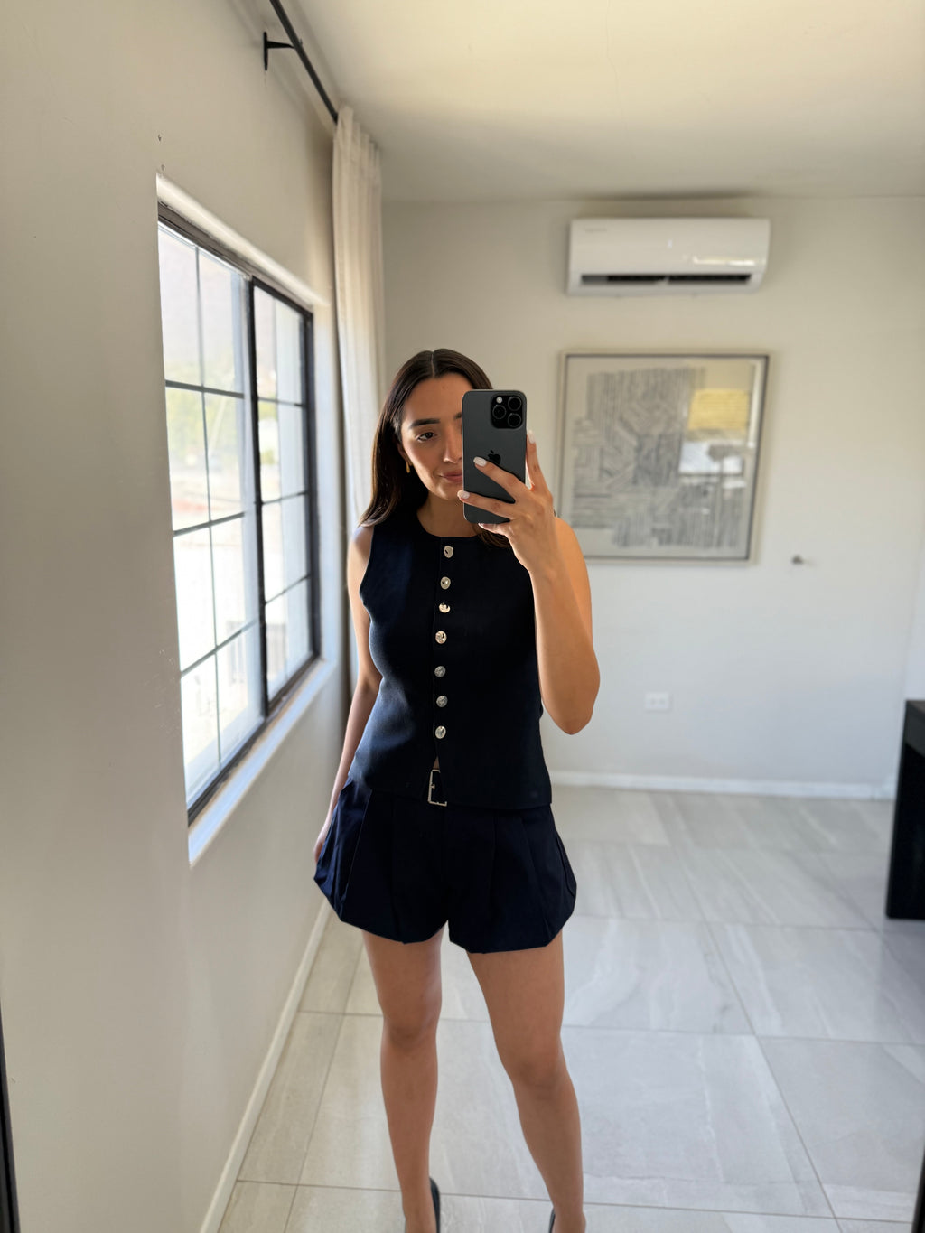 Navy Woven Ballon Shorts