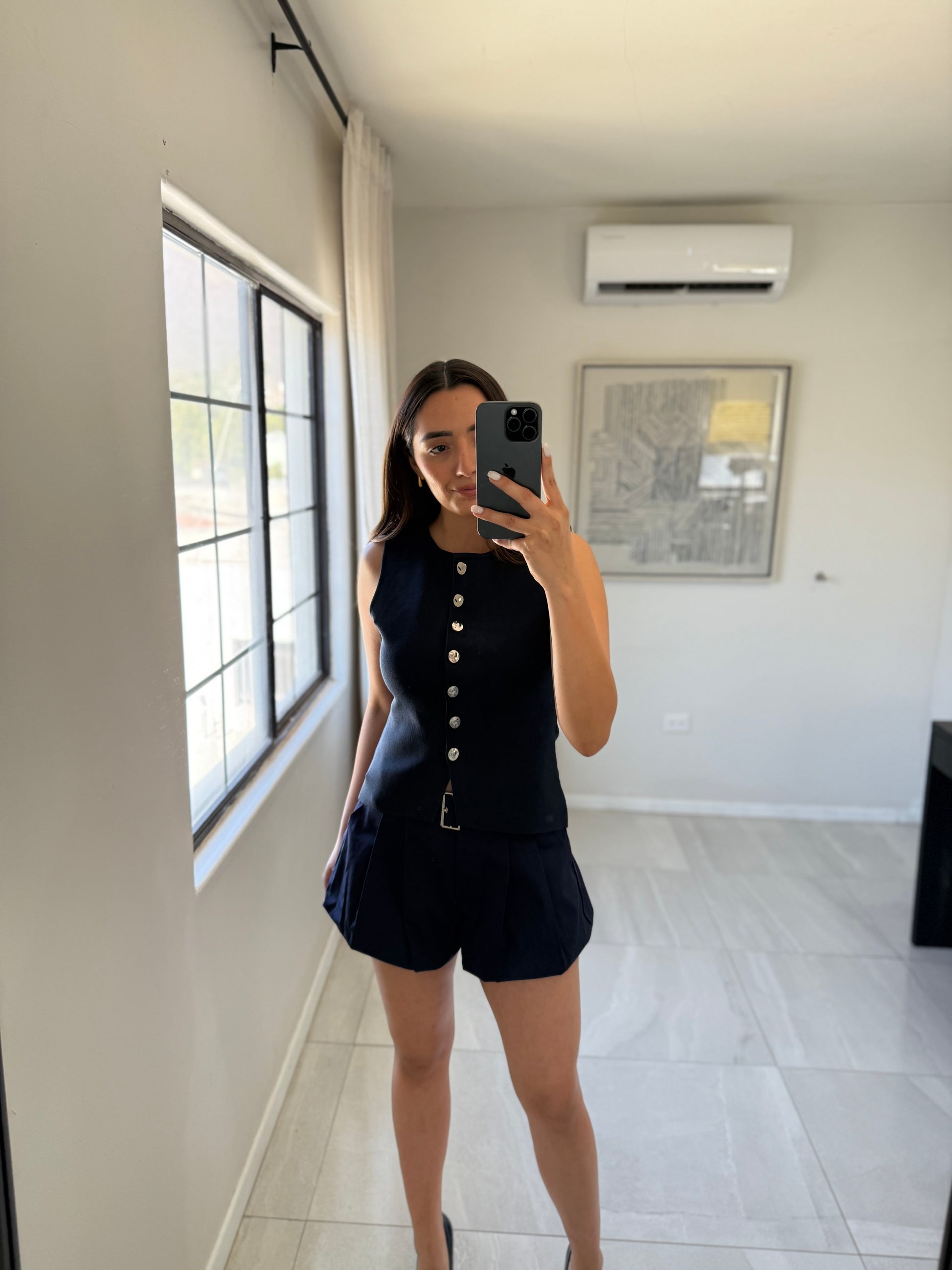 Navy Woven Ballon Shorts