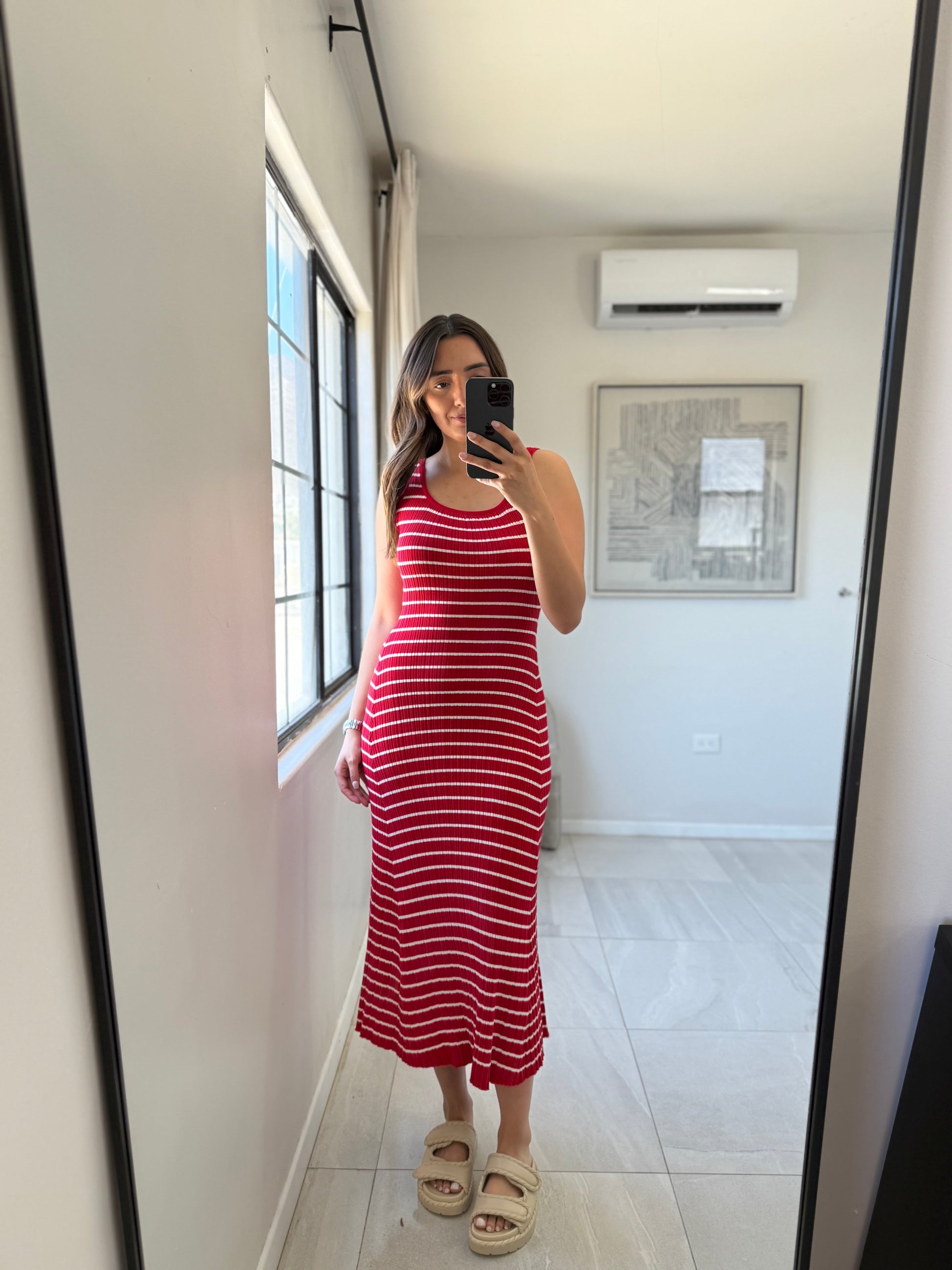 Red Striped Knit Dress