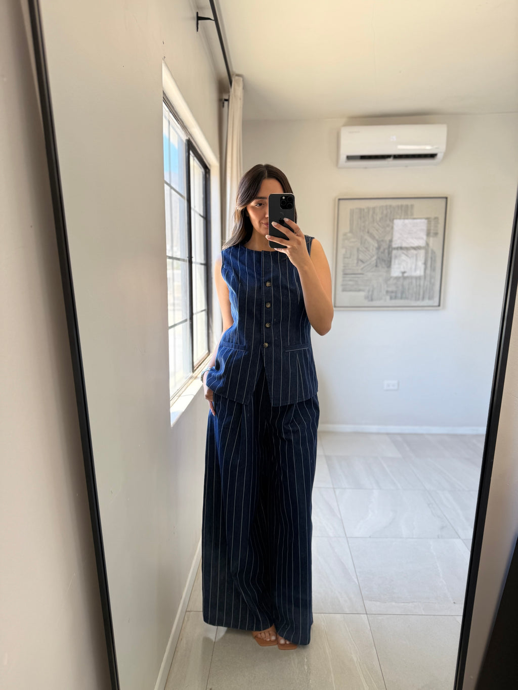 Striped Indigo Vest Set