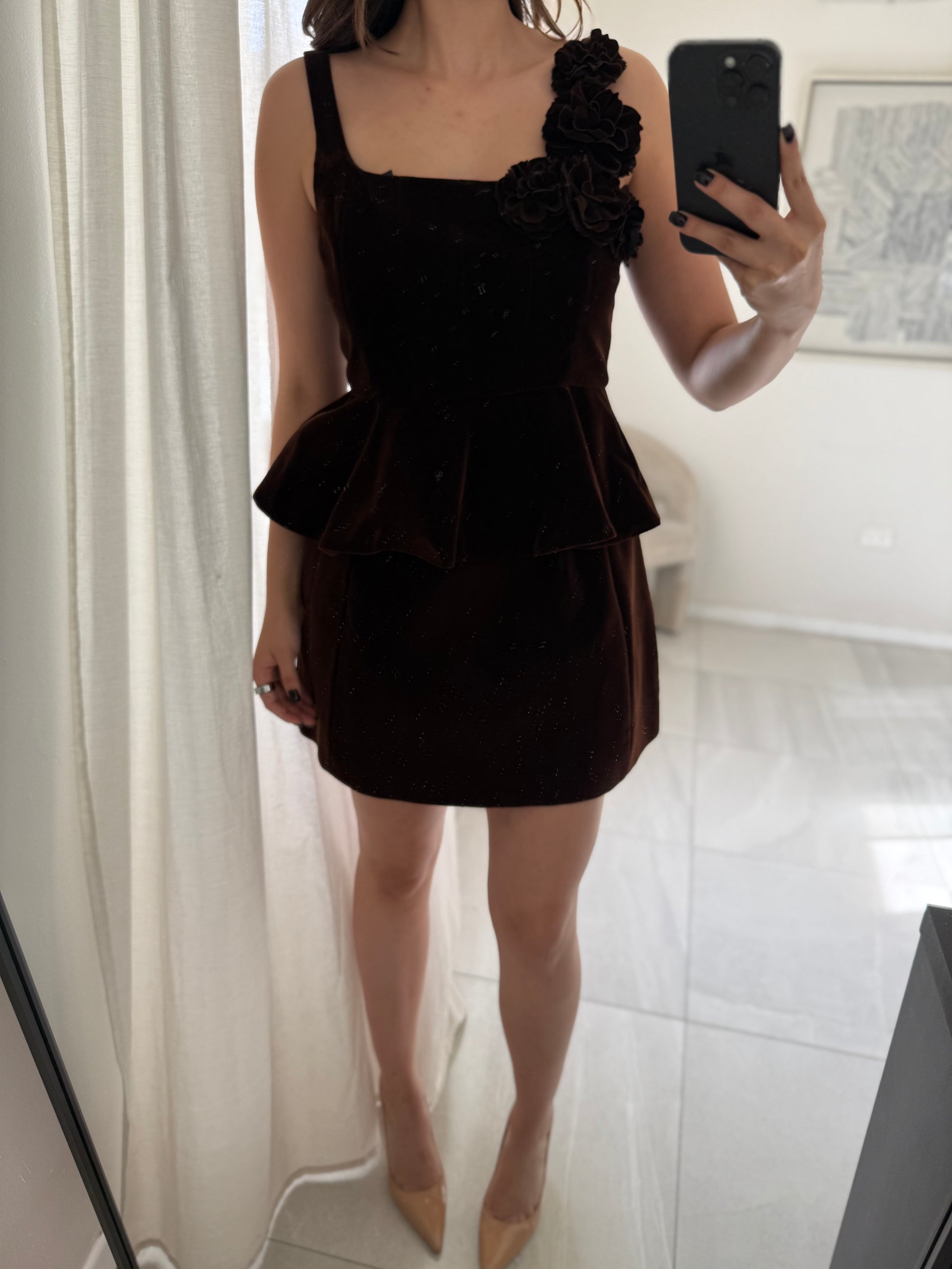 Marchesa Brown Suede Set