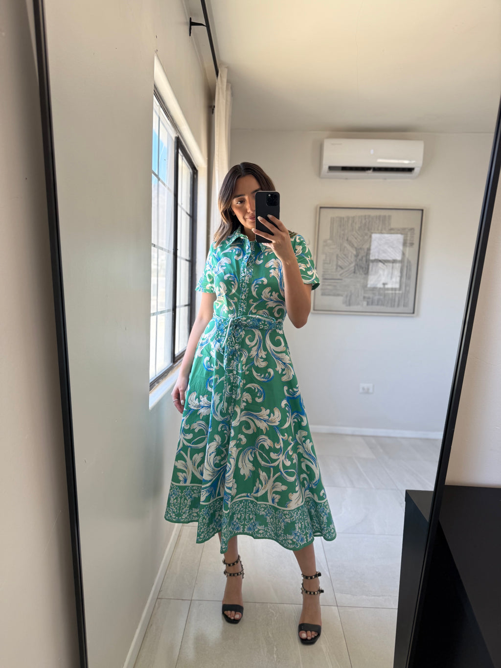 Short Sleeve Print Woven Dress