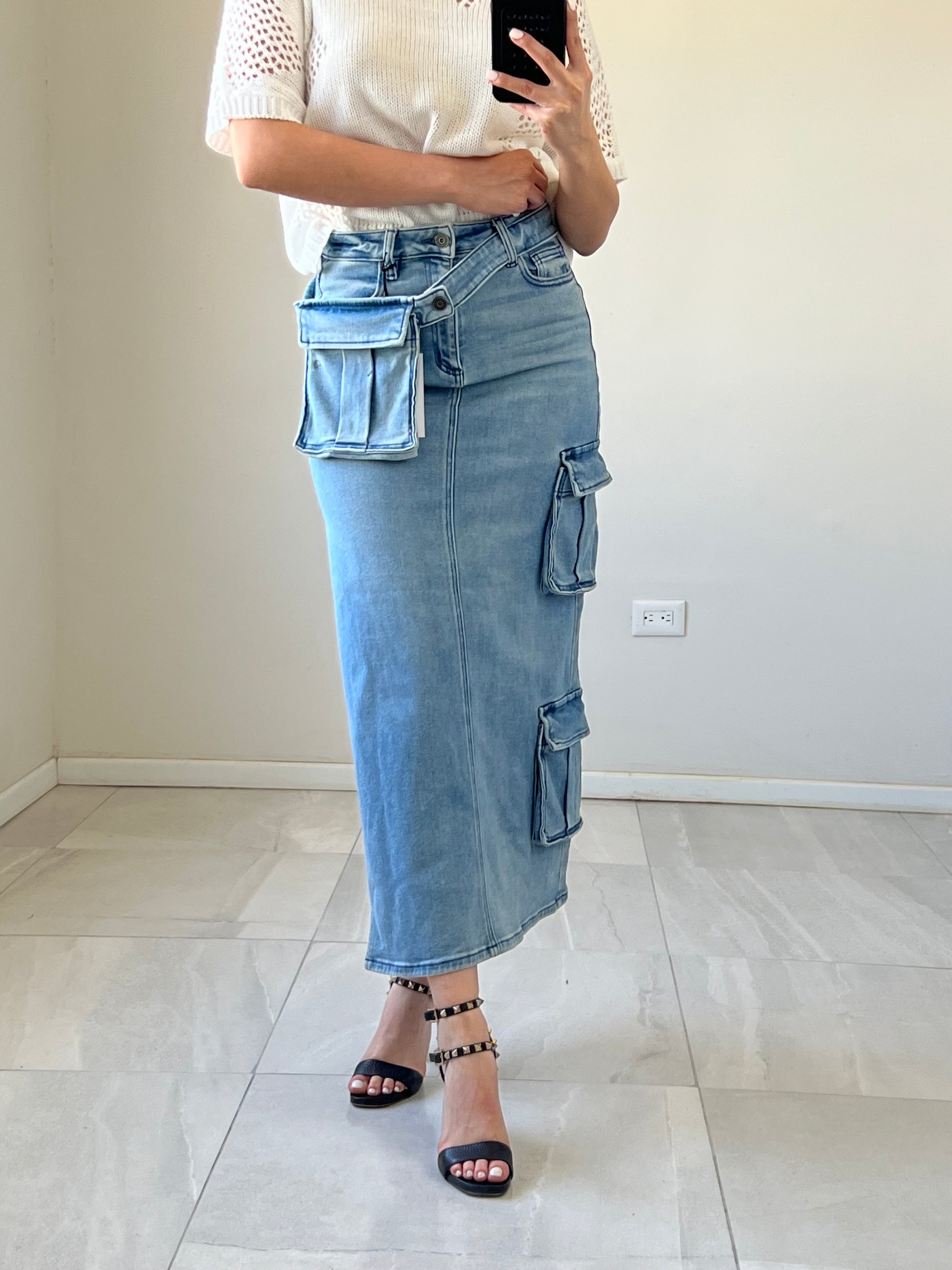Falda Denim Cargo
