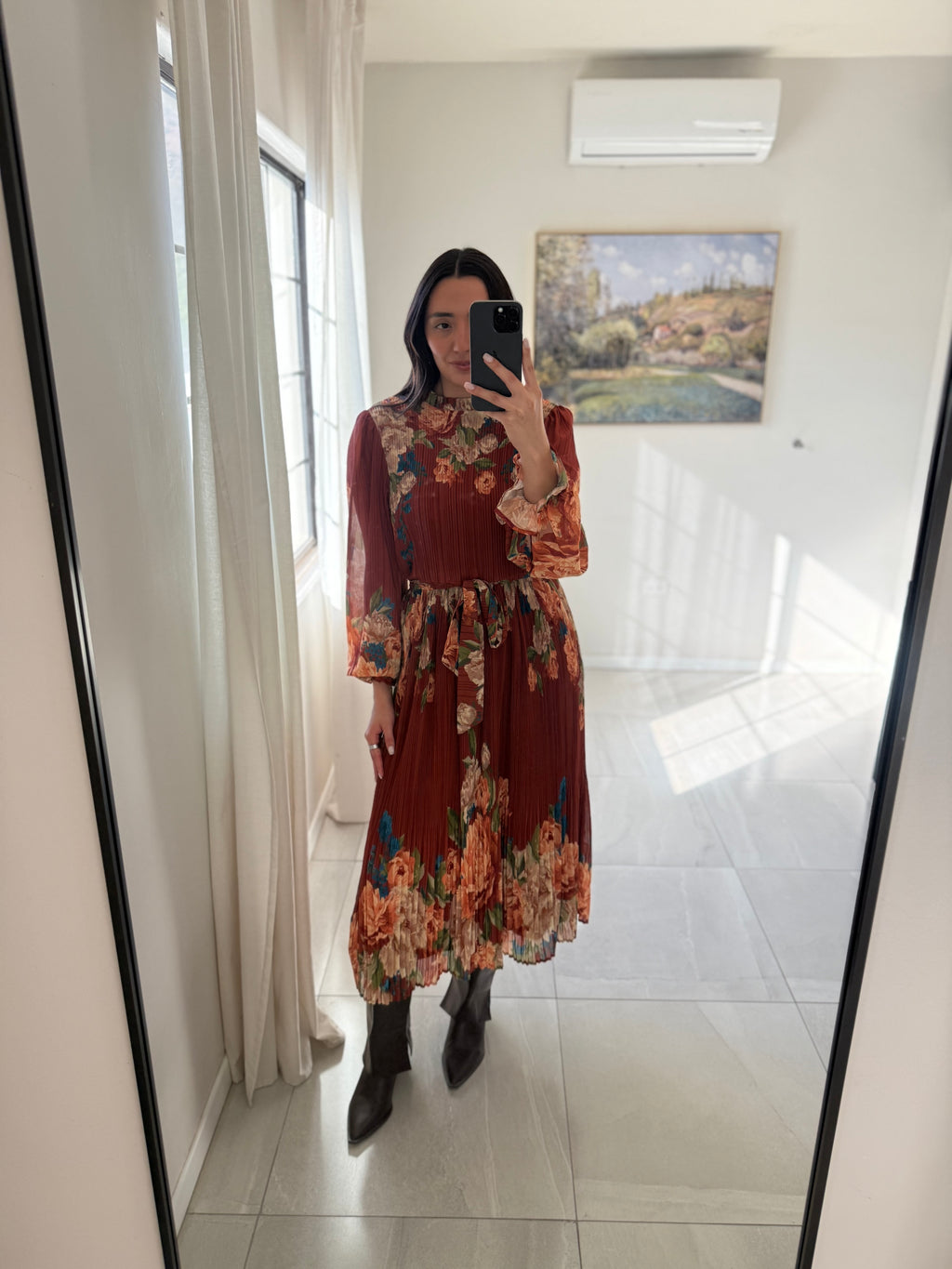 Vestido Floral Marron