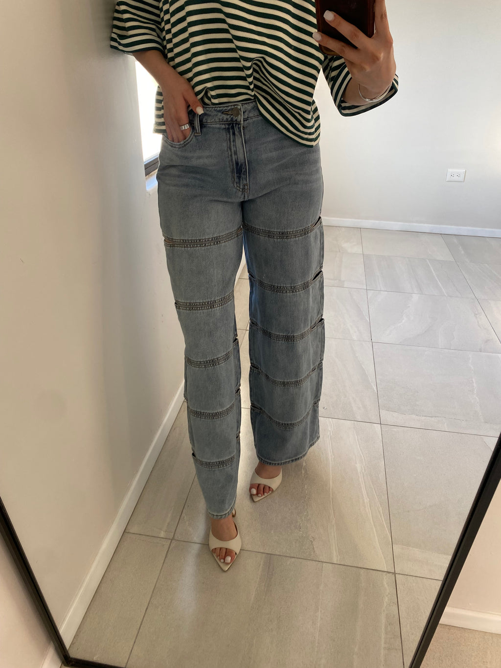 High Rise Cut Out Jeans